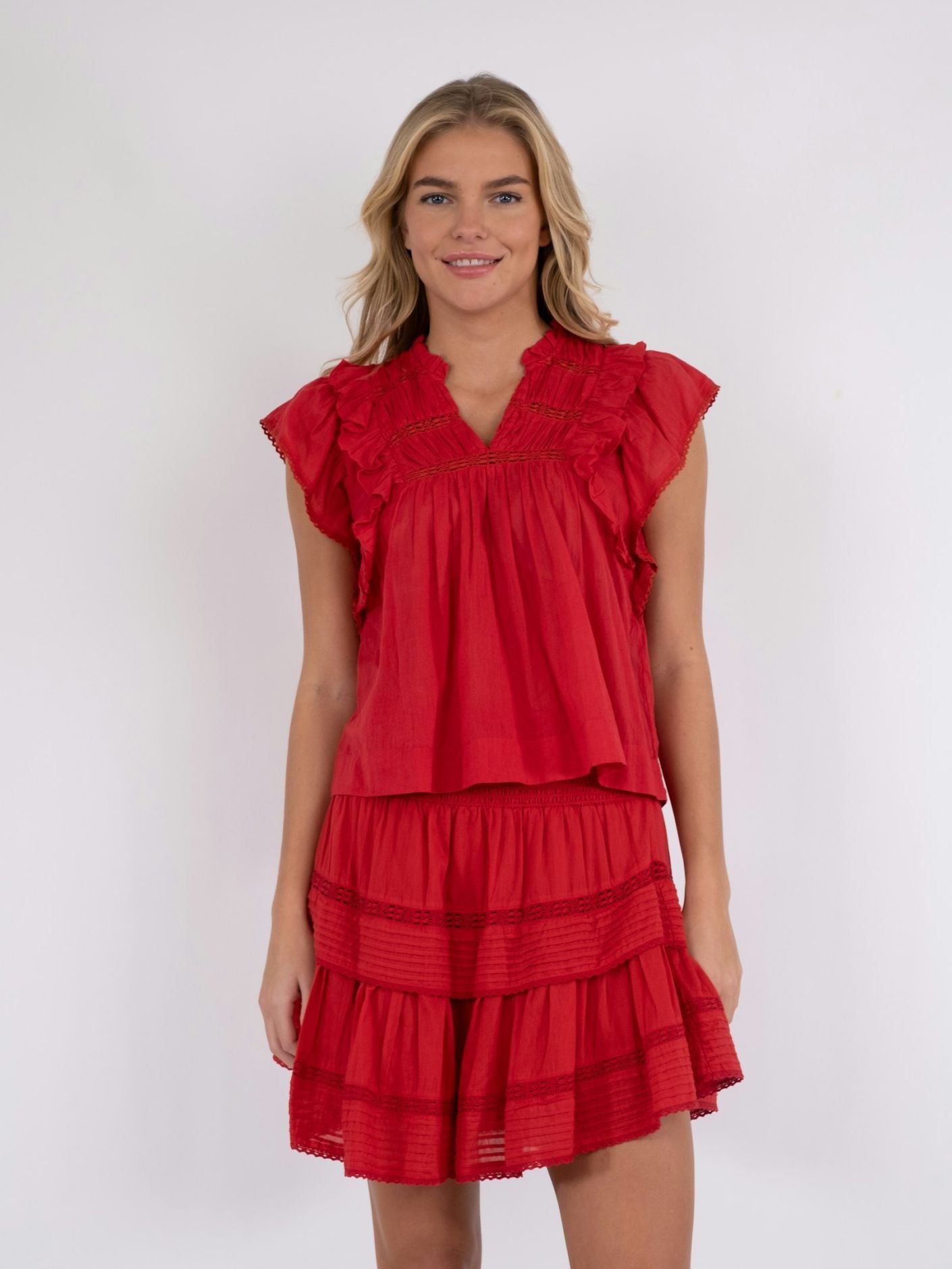 Jayla S Voile Top Red