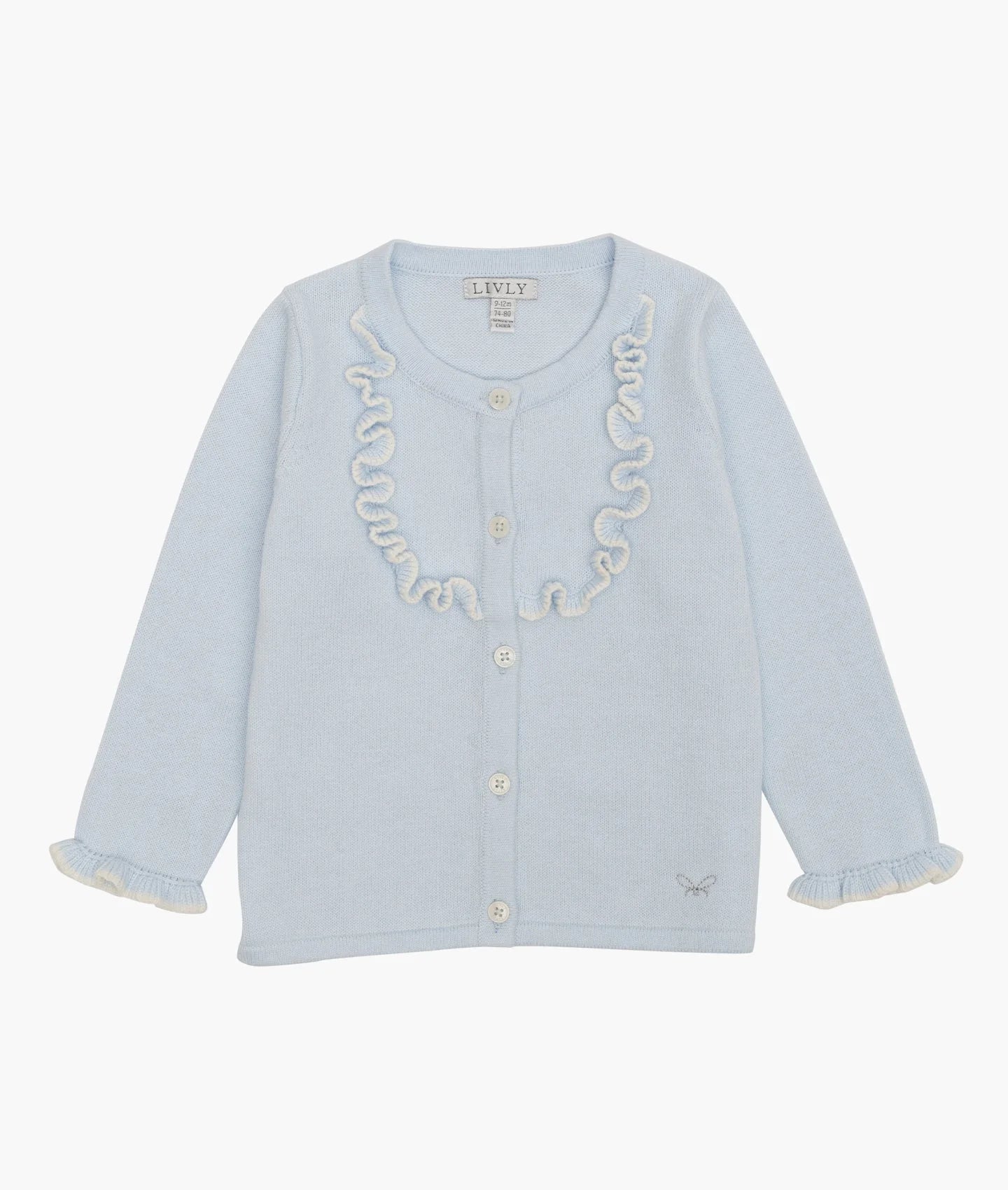 Ruffled Cardigan Light Blue