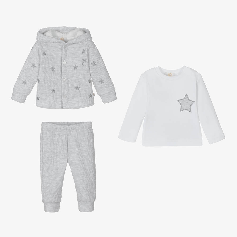 Star Three Piece Waffle Set Grey