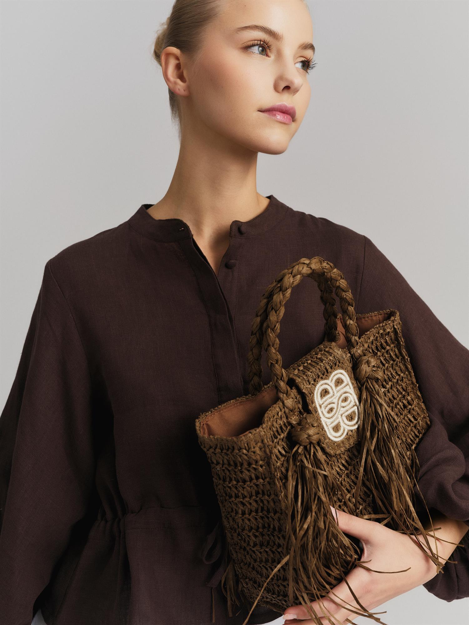 Sigrid Straw Bag Brown