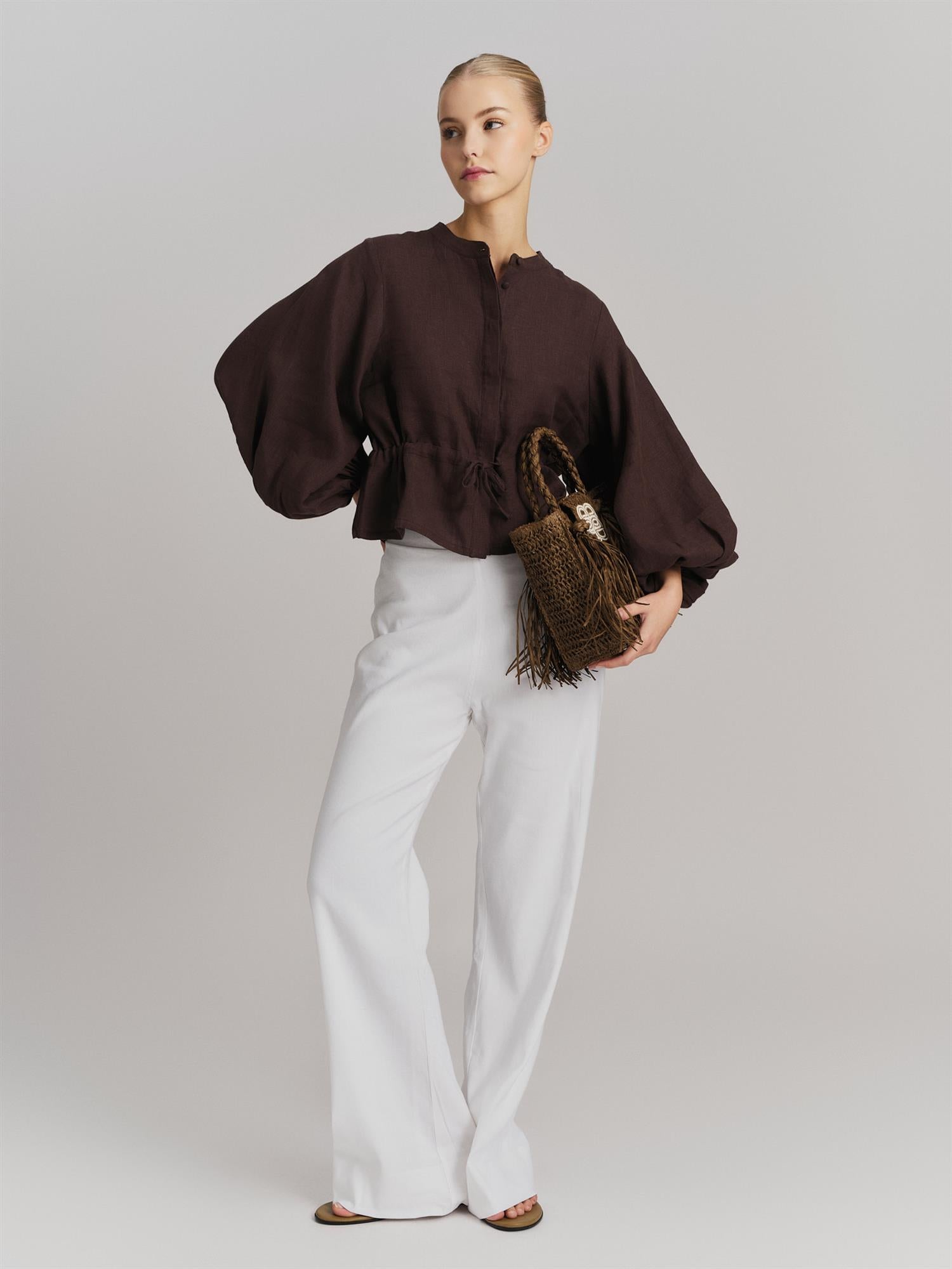 Camille Linen Shirt Dark Brown