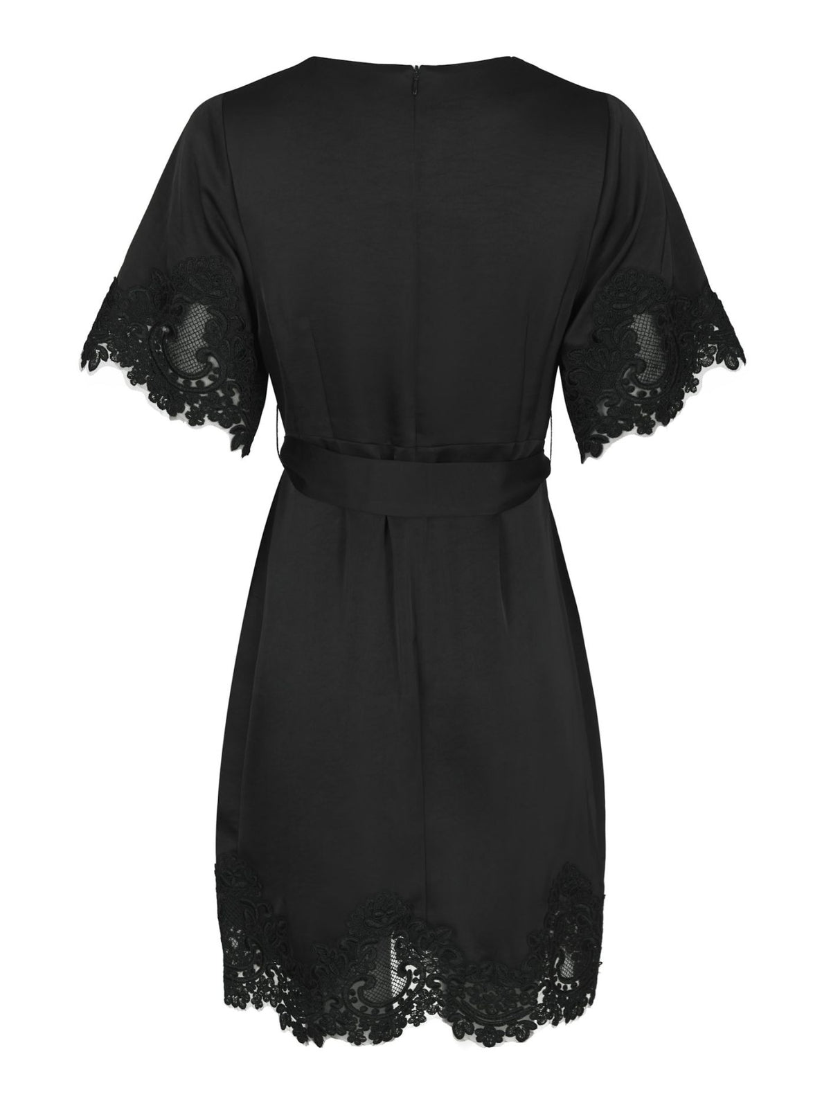 Xelina Satin Lace Dress Black