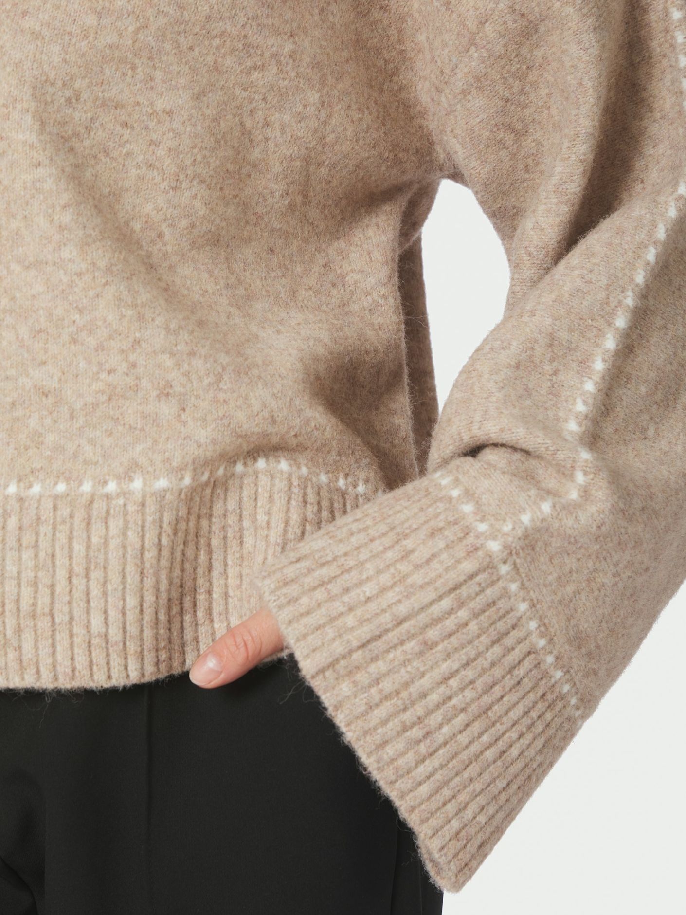 Roeme Knit Stitch Blouse Beige Melange