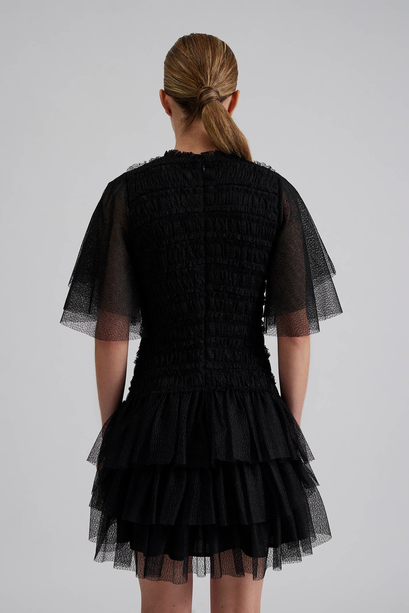 Minnie Short Sleeve Lace Mini Dress Black