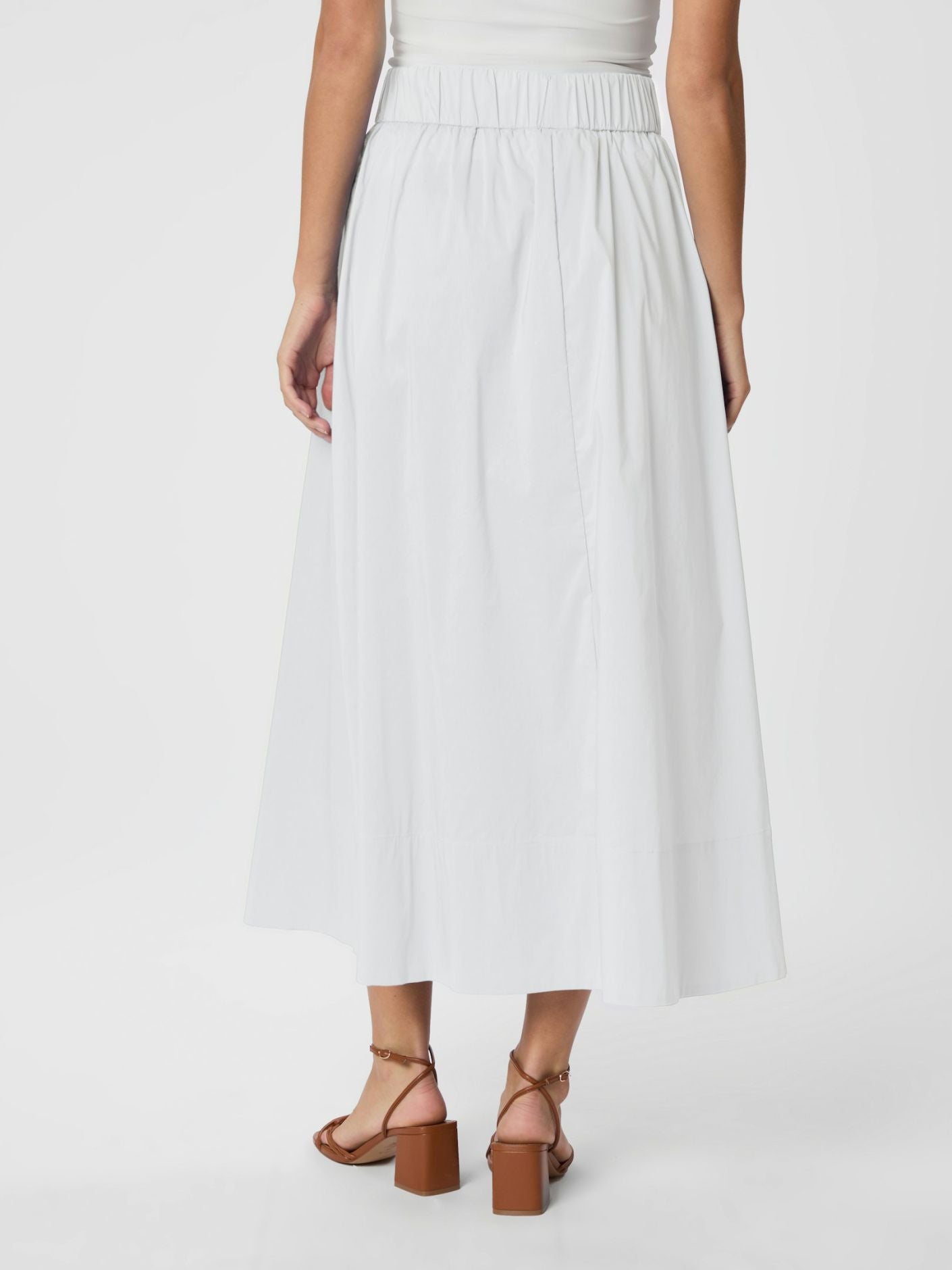 Yara Long Poplin Skirt White