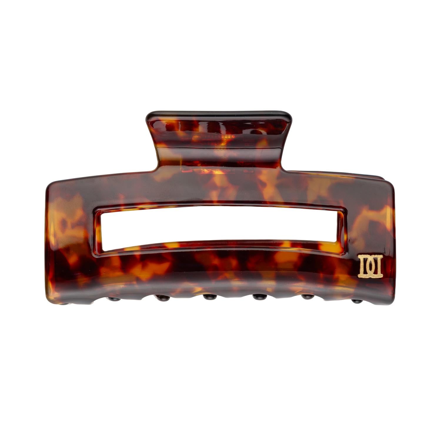Square Hair Claw Large Brown Tortoise