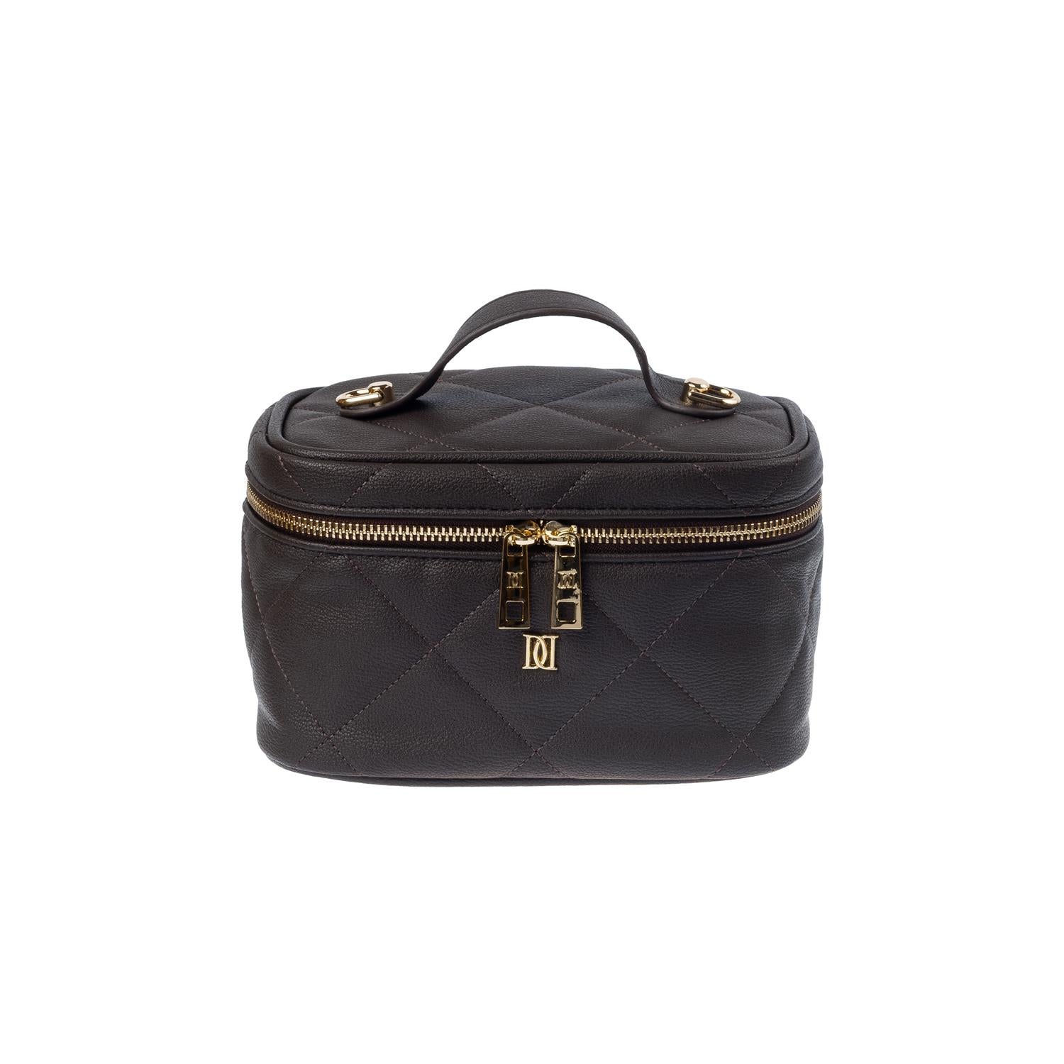 Vegan Leather Vanity Bag Small Chocolate Brown