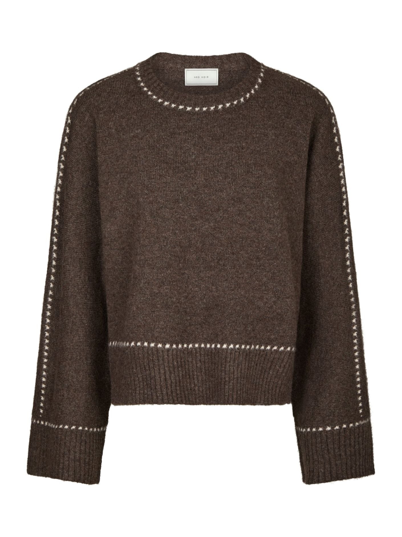 Roeme Knit Stitch Blouse Brown Melange