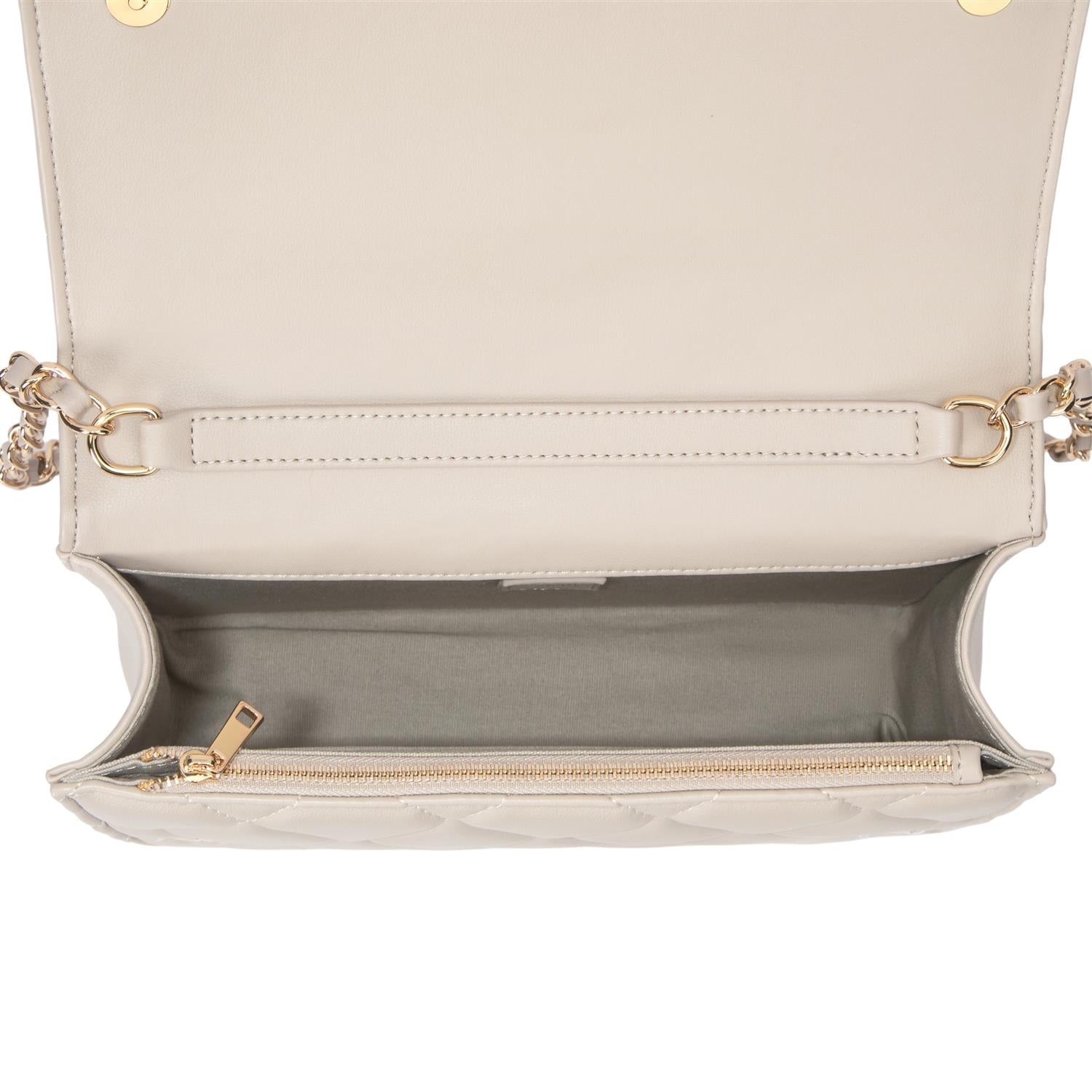 Skinnveske med quiltet mønster Sand