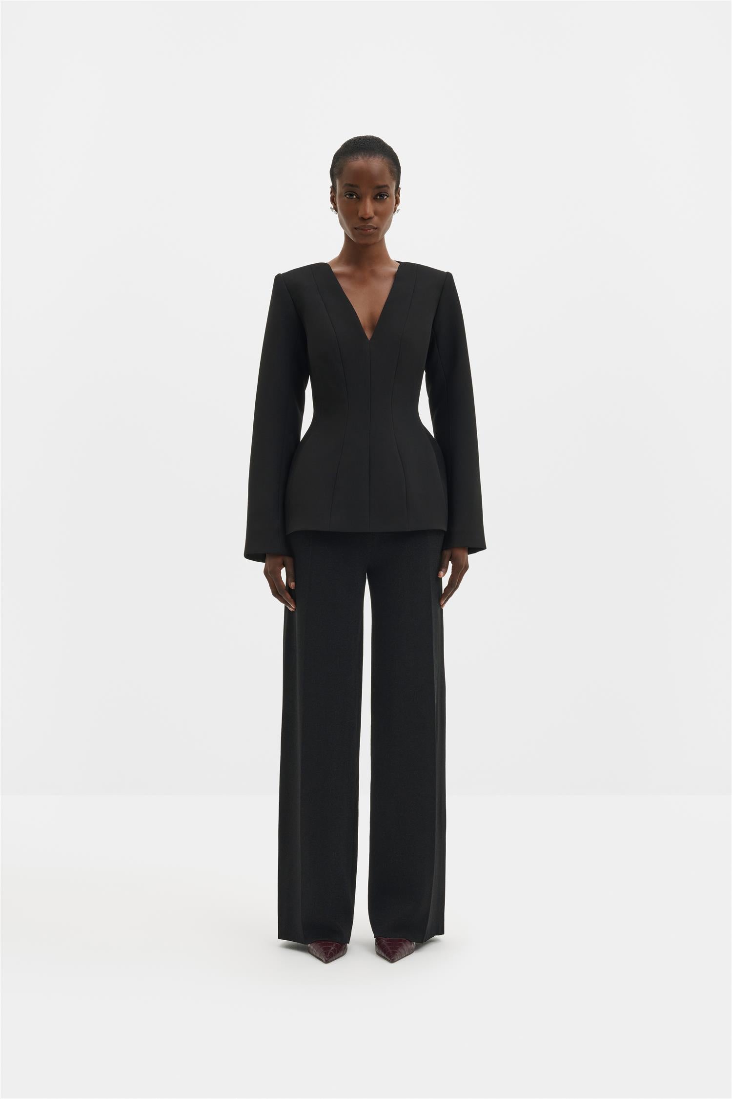 Ninni Cut-Out Shoulder Hourglass Top Black