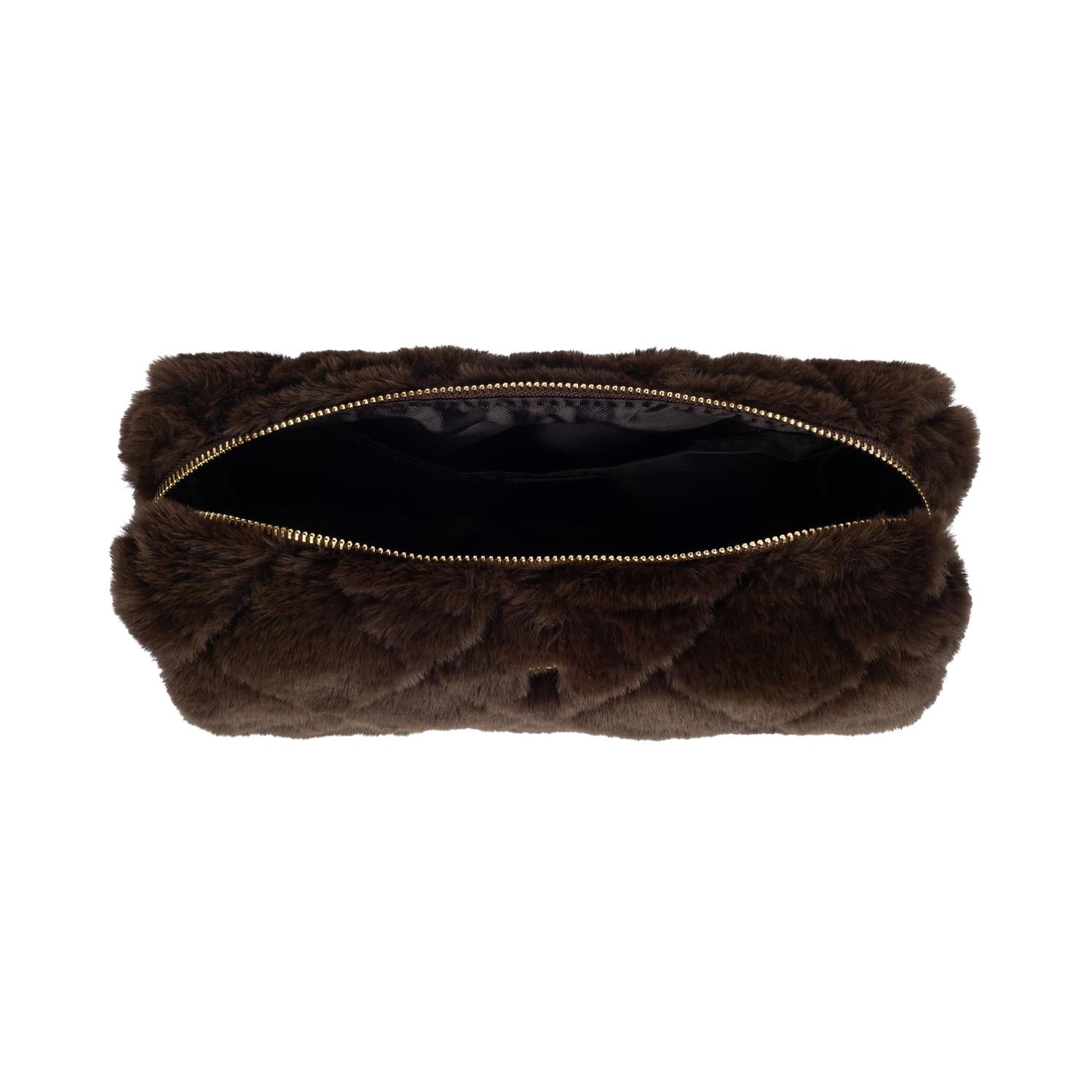 Faux Fur Quilted Tool Pouch Chocolate Brown