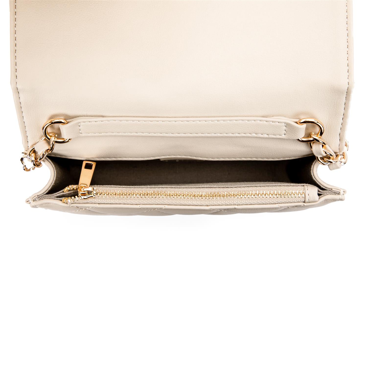 Liten quiltet skinnveske sand