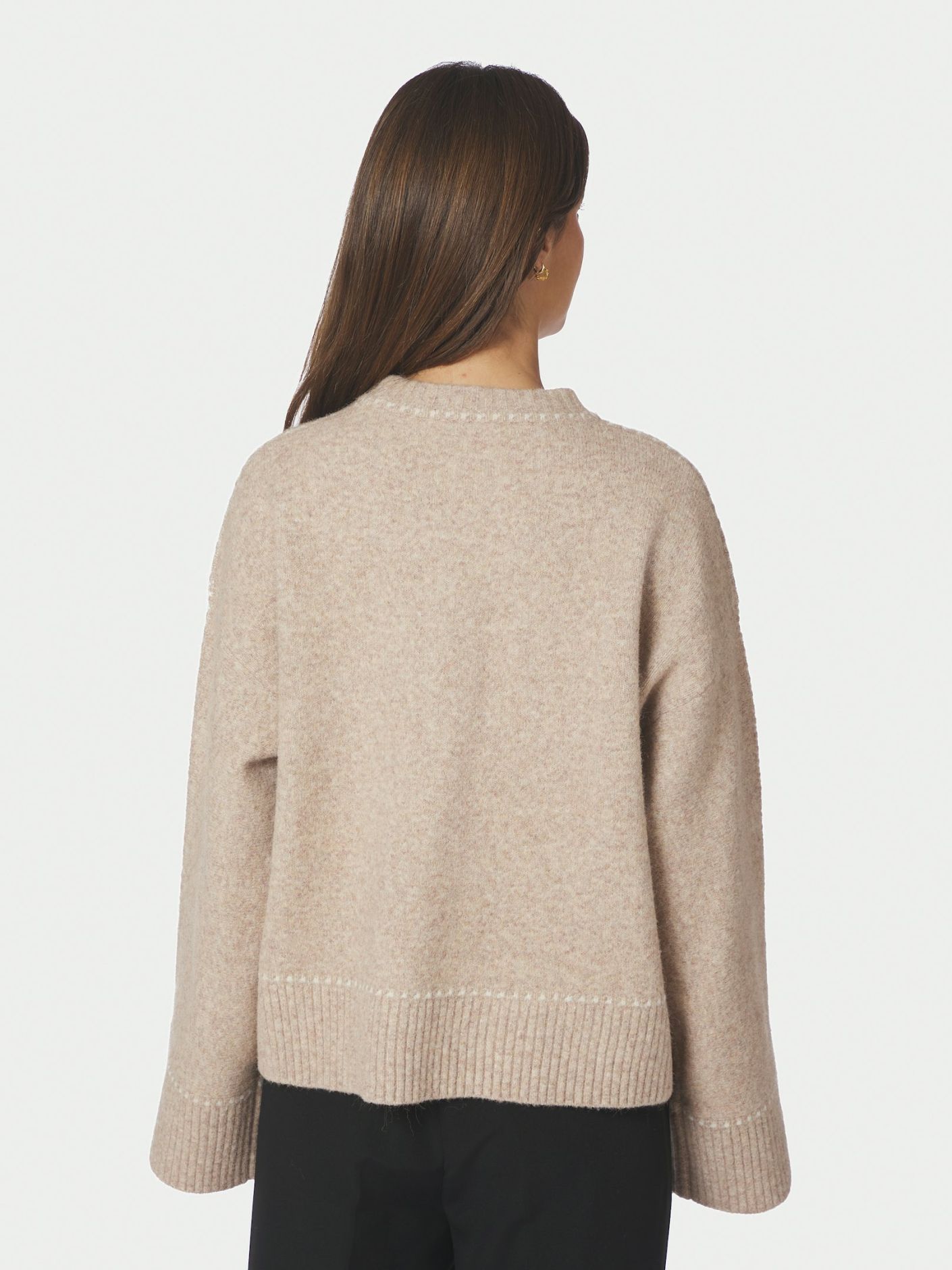 Roeme Knit Stitch Blouse Beige Melange