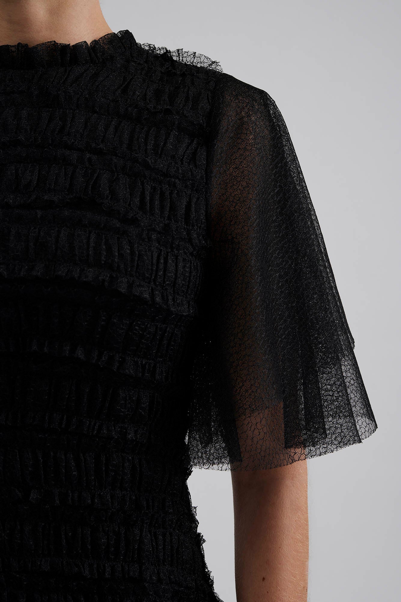 Minnie Short Sleeve Lace Mini Dress Black