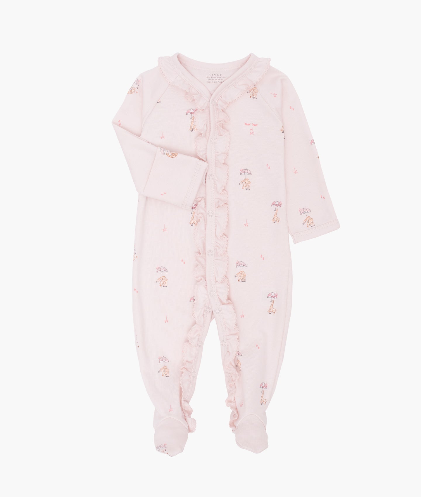 Giraffe Sara Ruffled Footie Pink