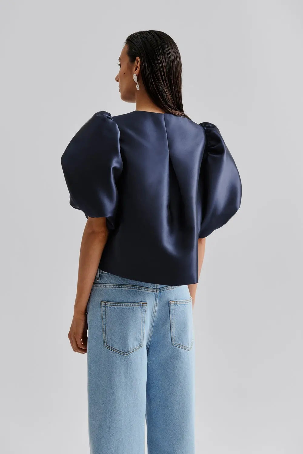 Cleo Pouf Sleeve Blouse Dark Blue