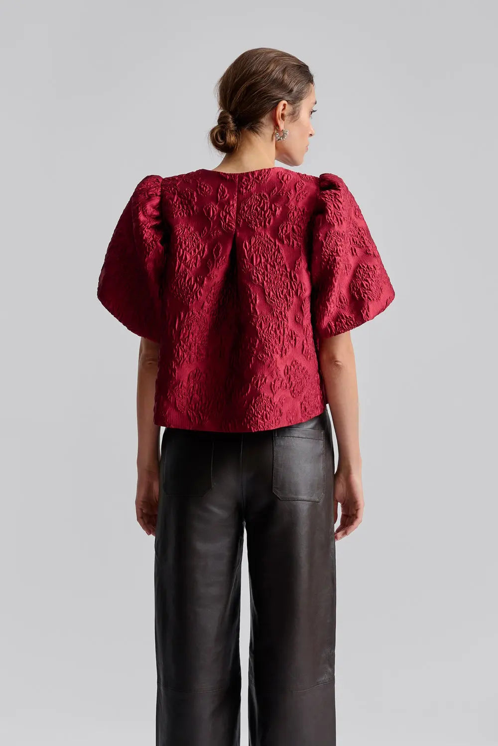 Cleo Pouf Sleeve Blouse Deep Red