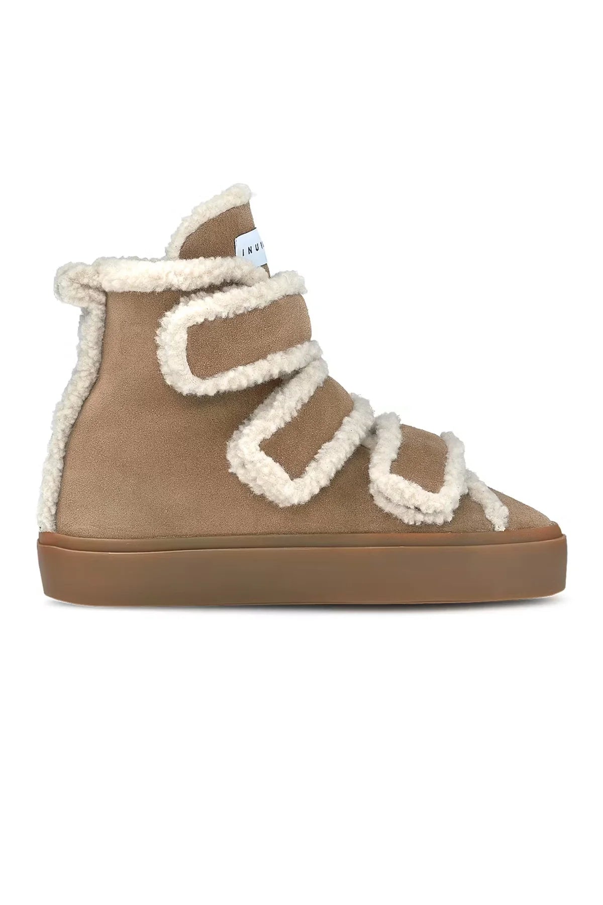 Shearling Velcro Wedge Light Beige