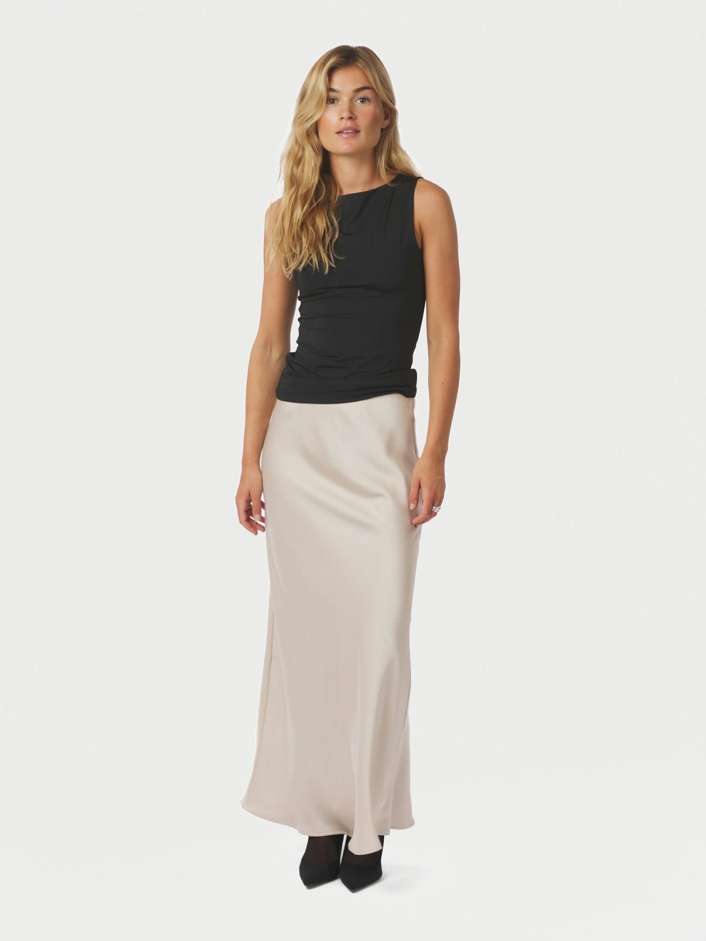 Vicky Heavy Sateen Skirt Champagne