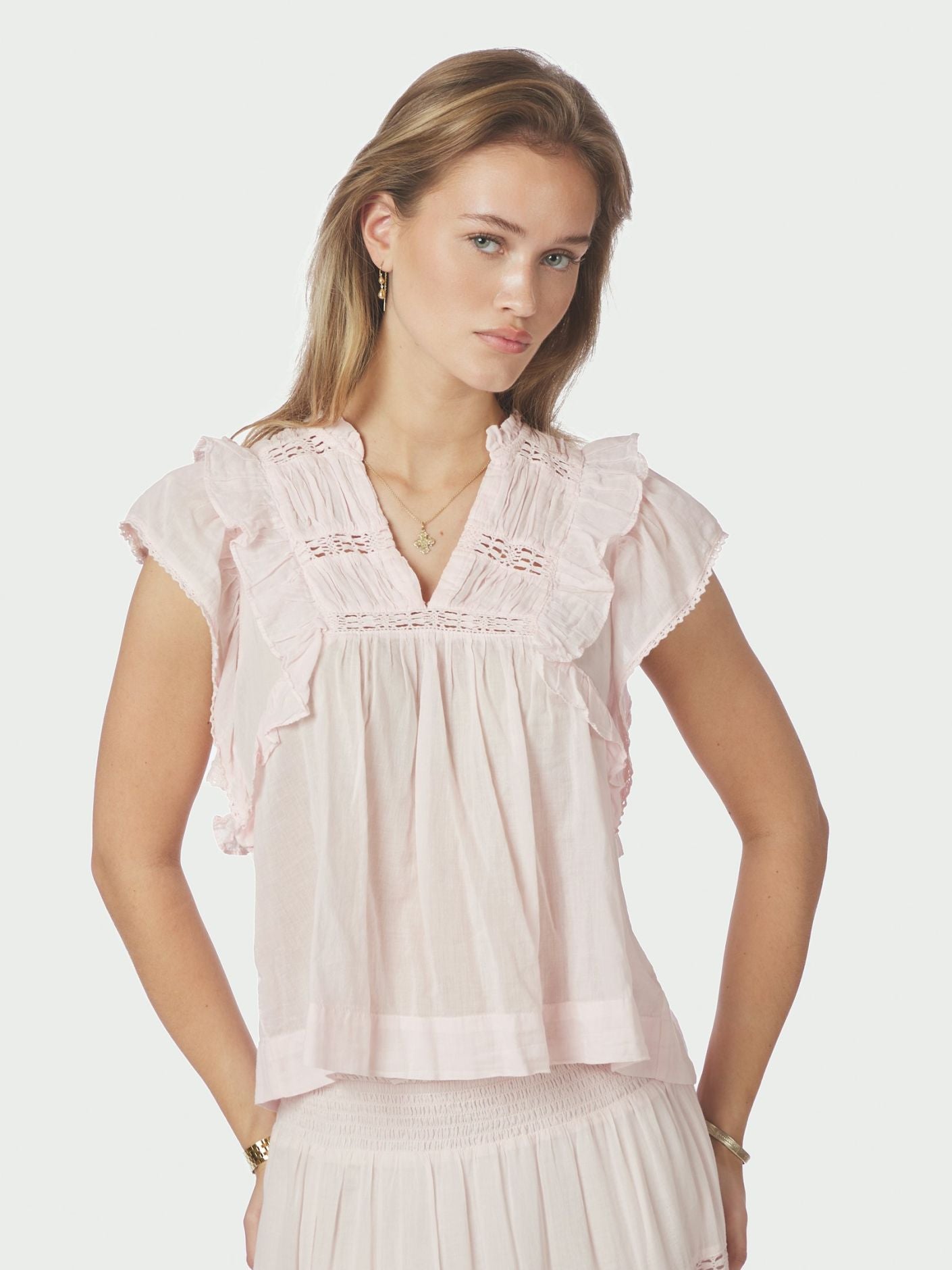 Jayla S Voile Top Light Pink