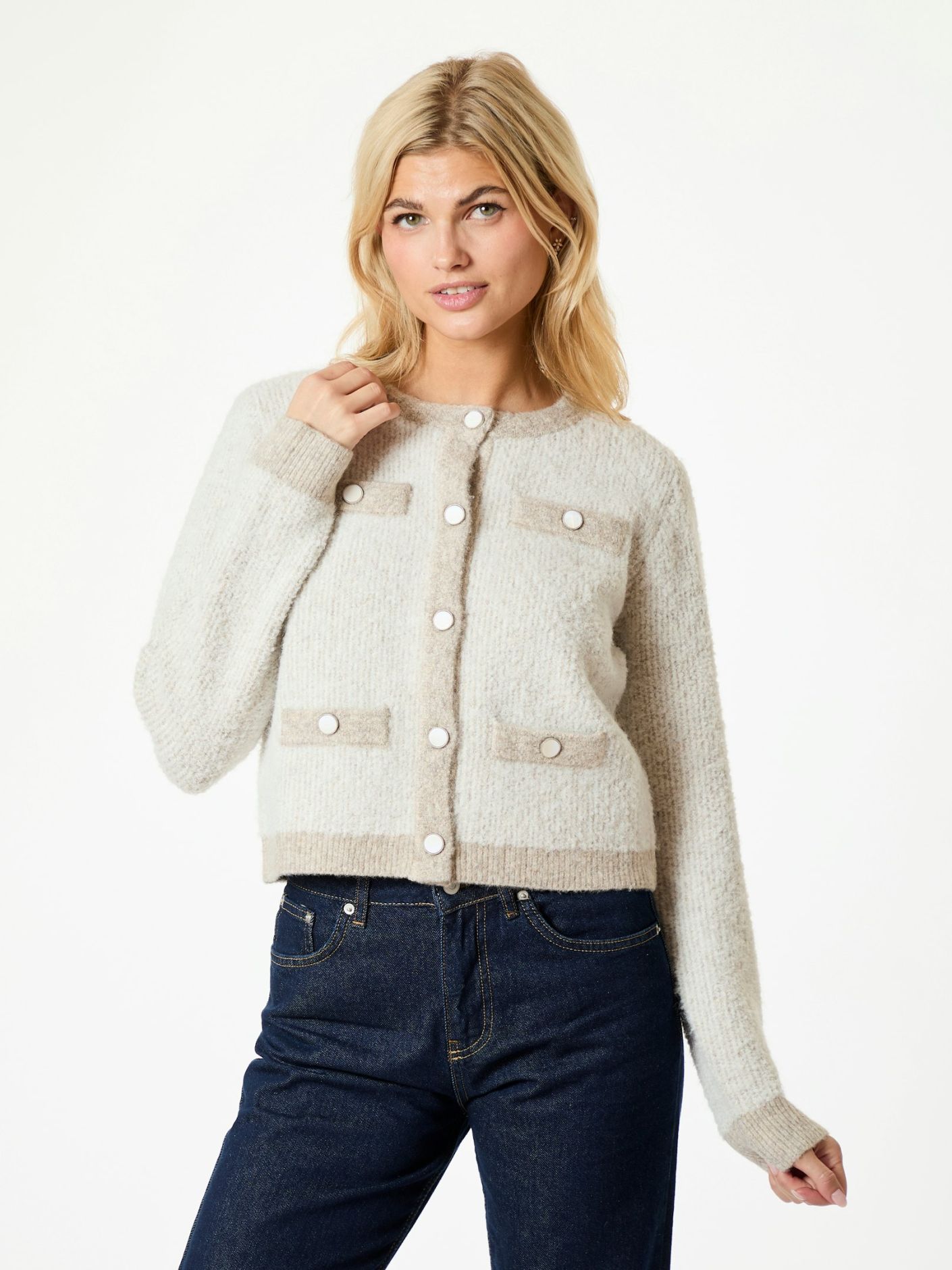 Vivia Knit Cardigan Beige Melange