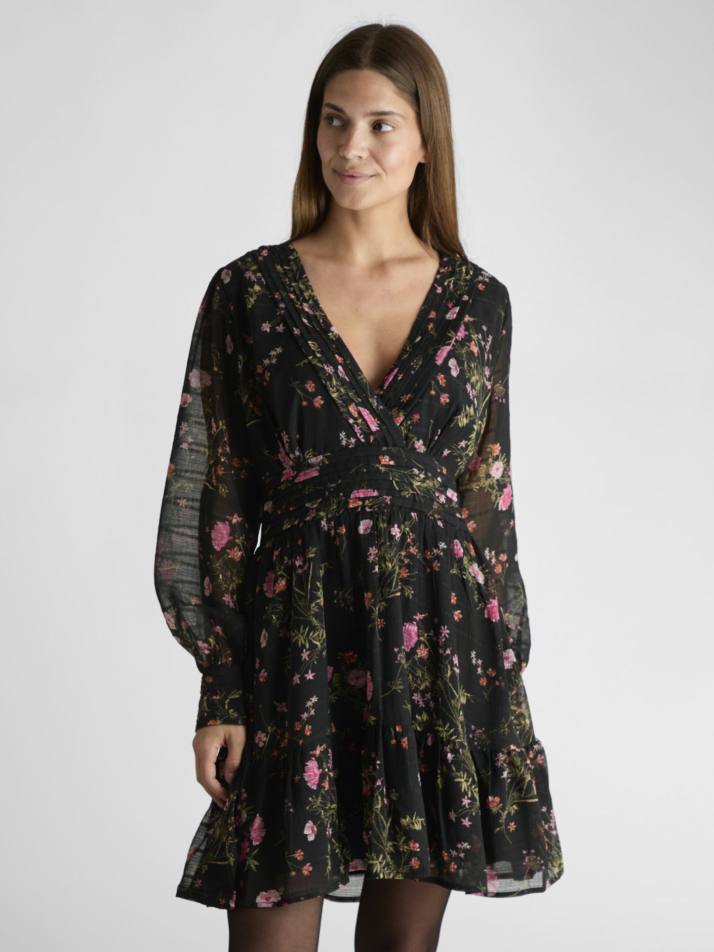 Sahra Flower Print Dress Black