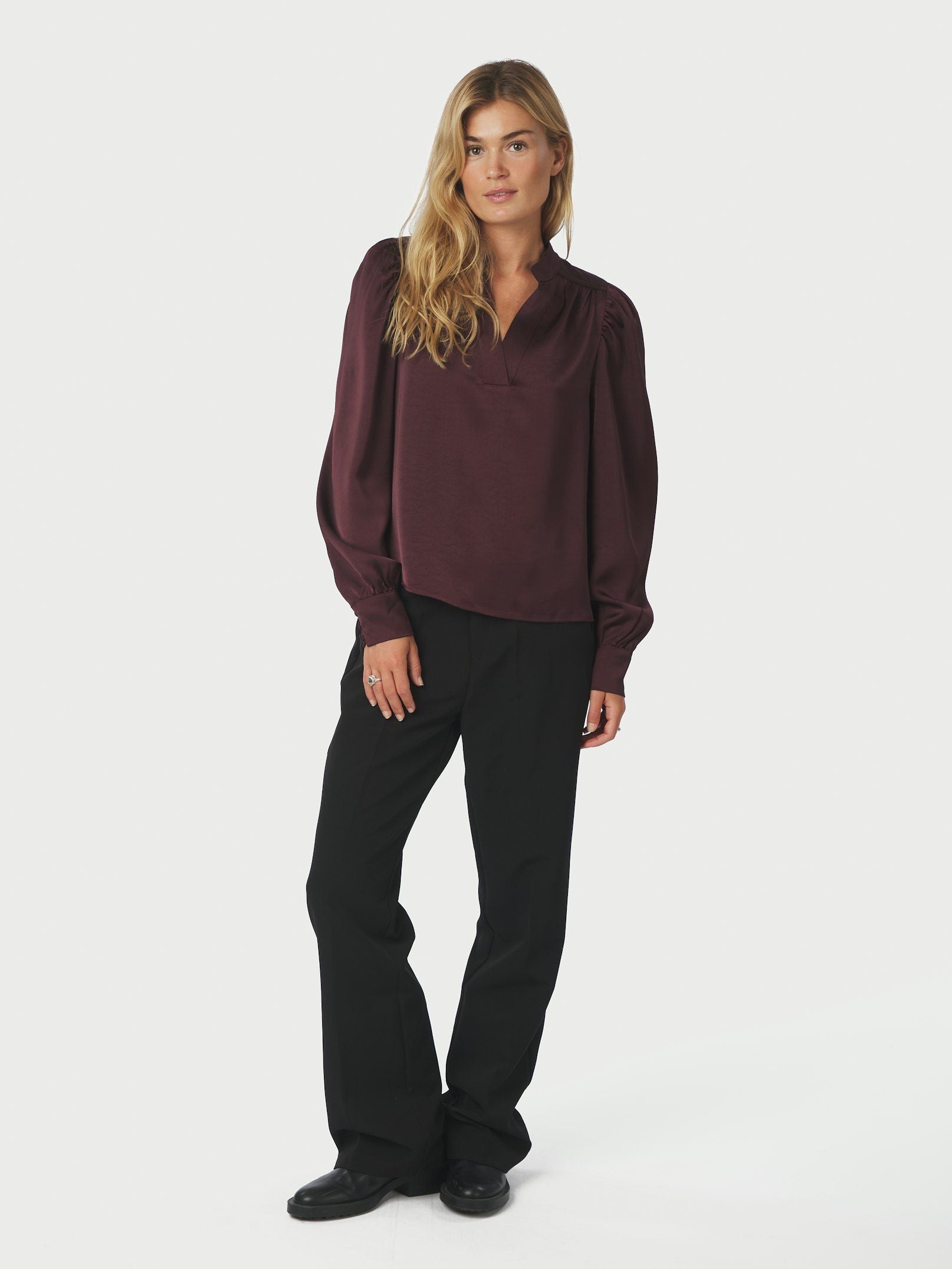 Rosslyn Heavy Sateen Blouse Burgundy