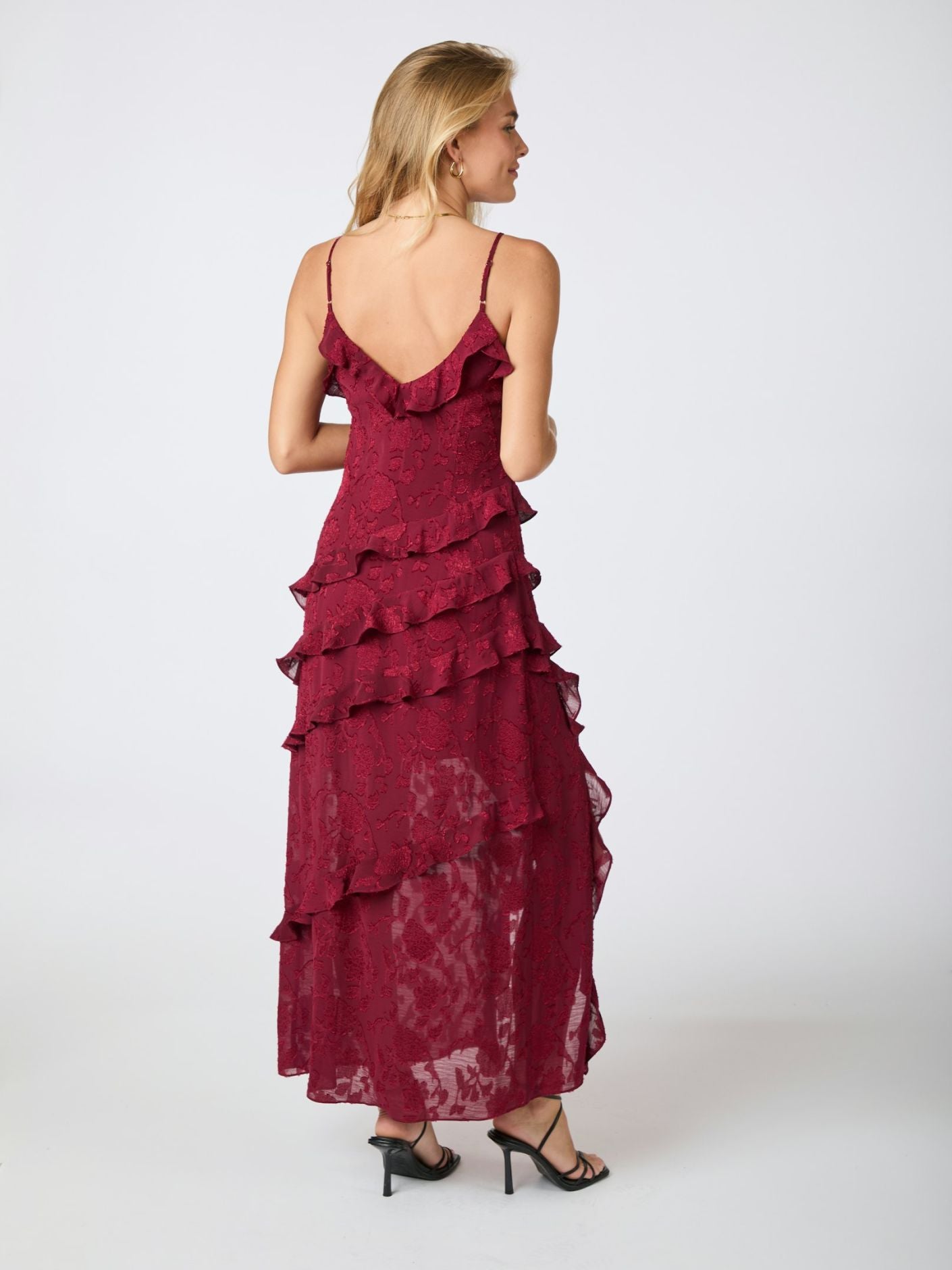 Palazzo Burnout Dress Burgundy