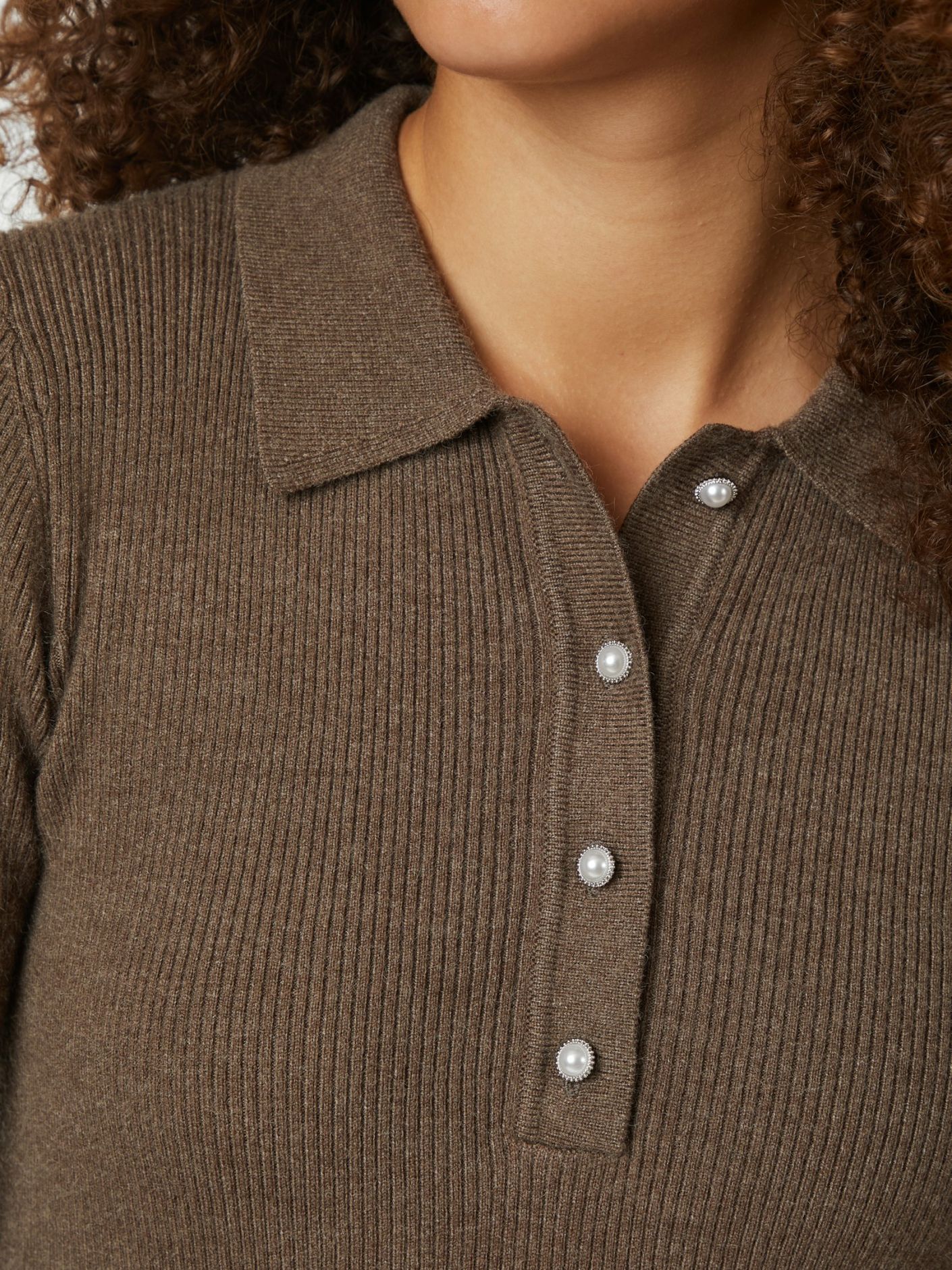 Panama Knit Blouse Brown