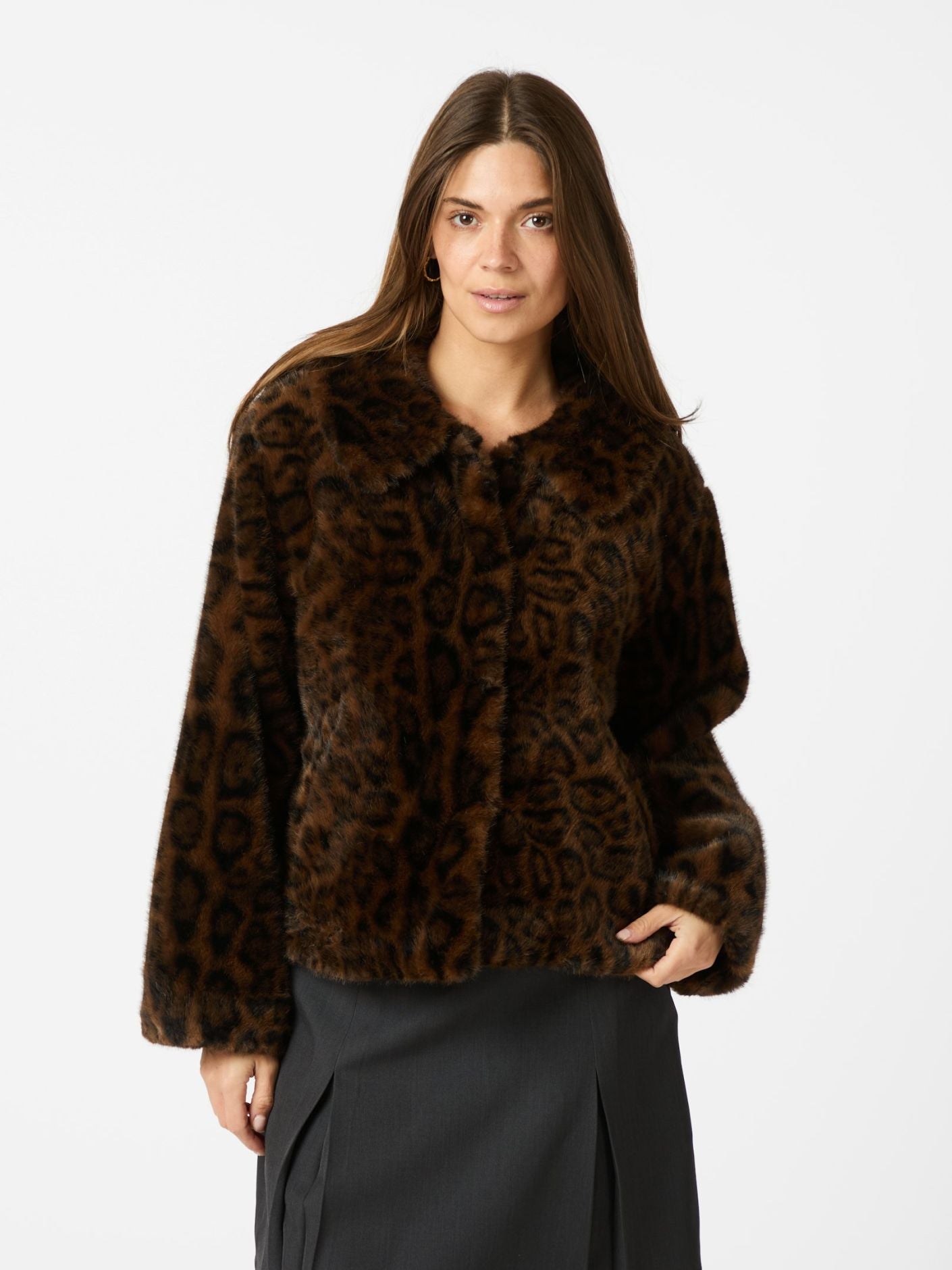 Melodie Leo Faux Fur Jacket Dark Brown