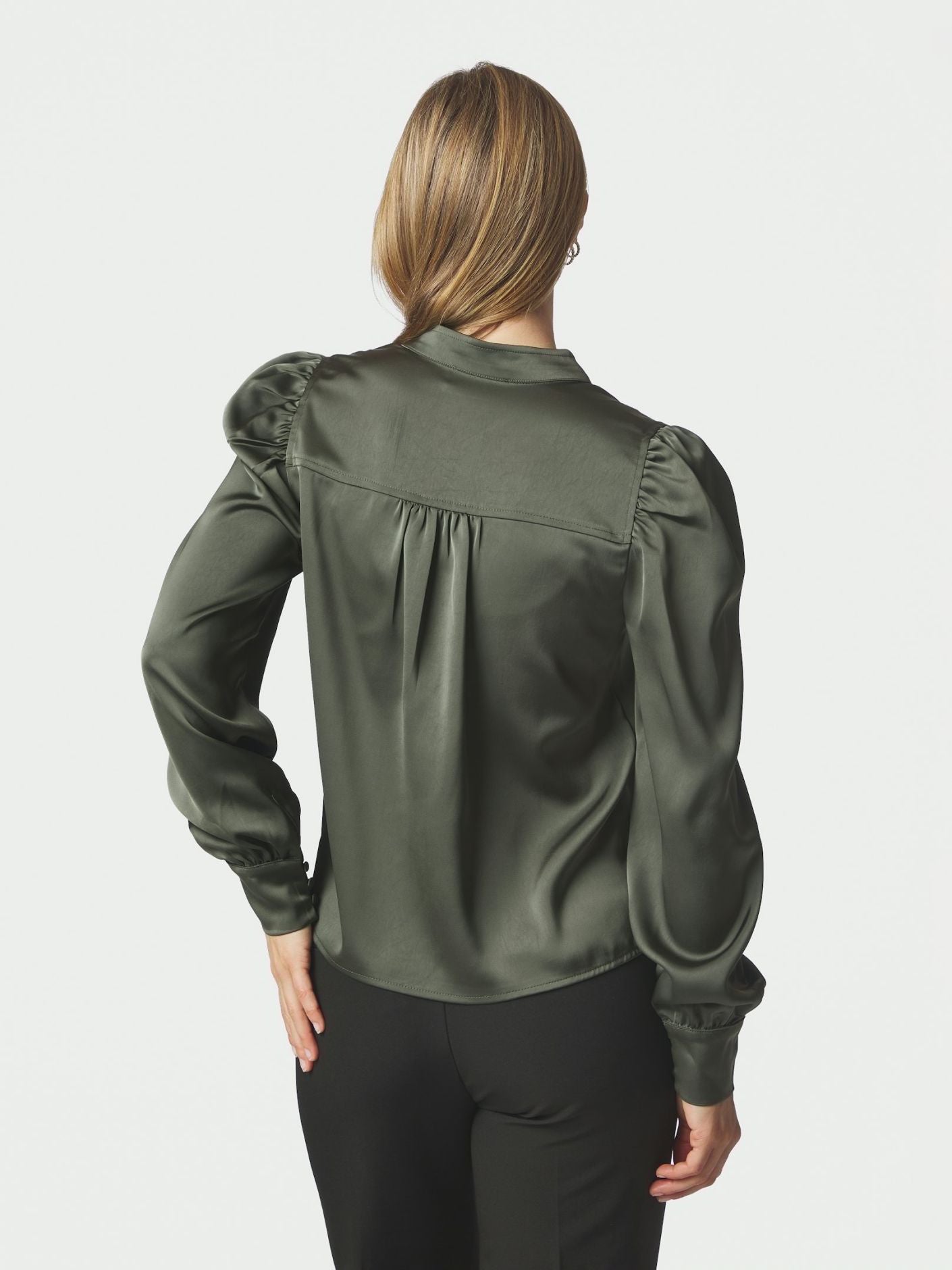 Rosslyn Heavy Sateen Blouse Deep Green