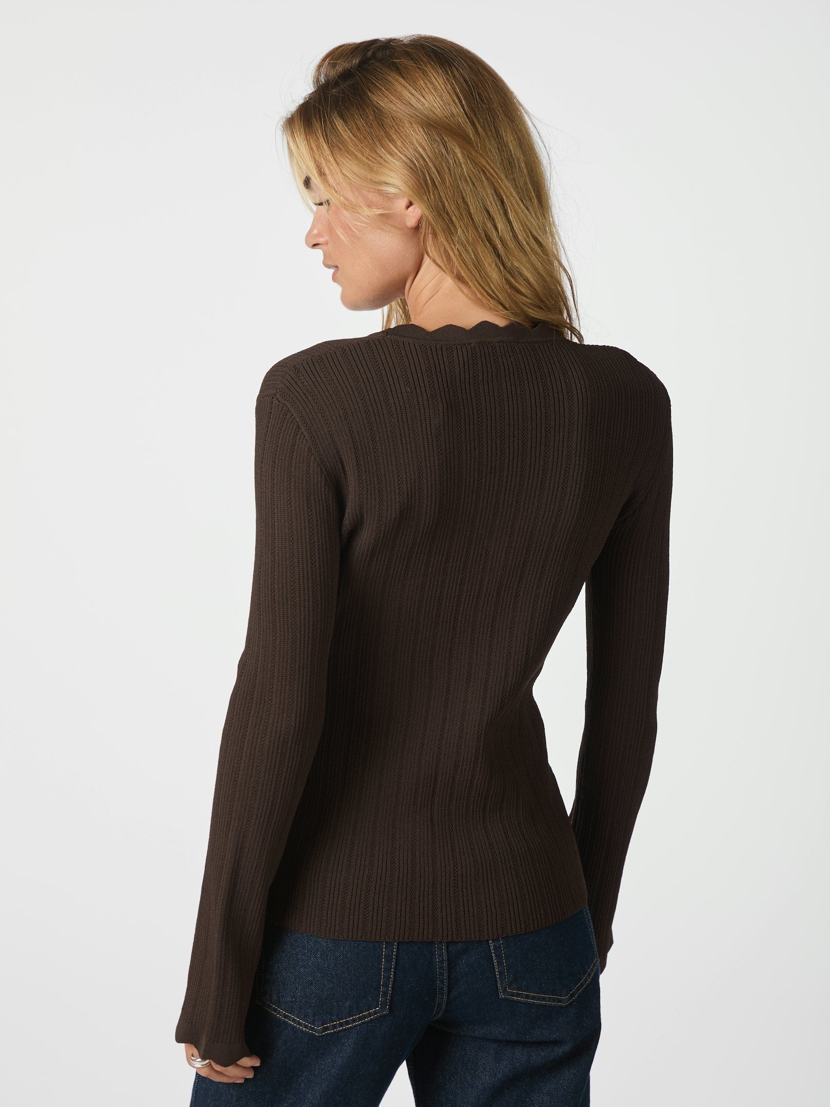 Clara Stitch Knit Blouse Dark Brown