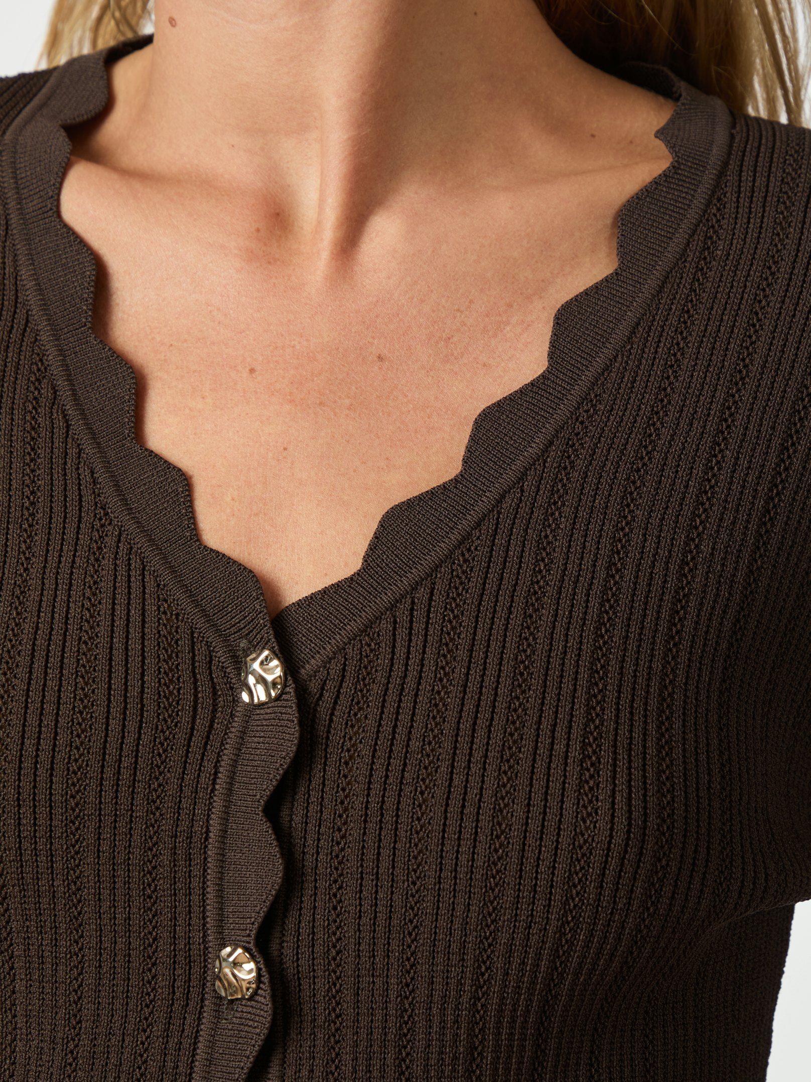 Clara Stitch Knit Blouse Dark Brown