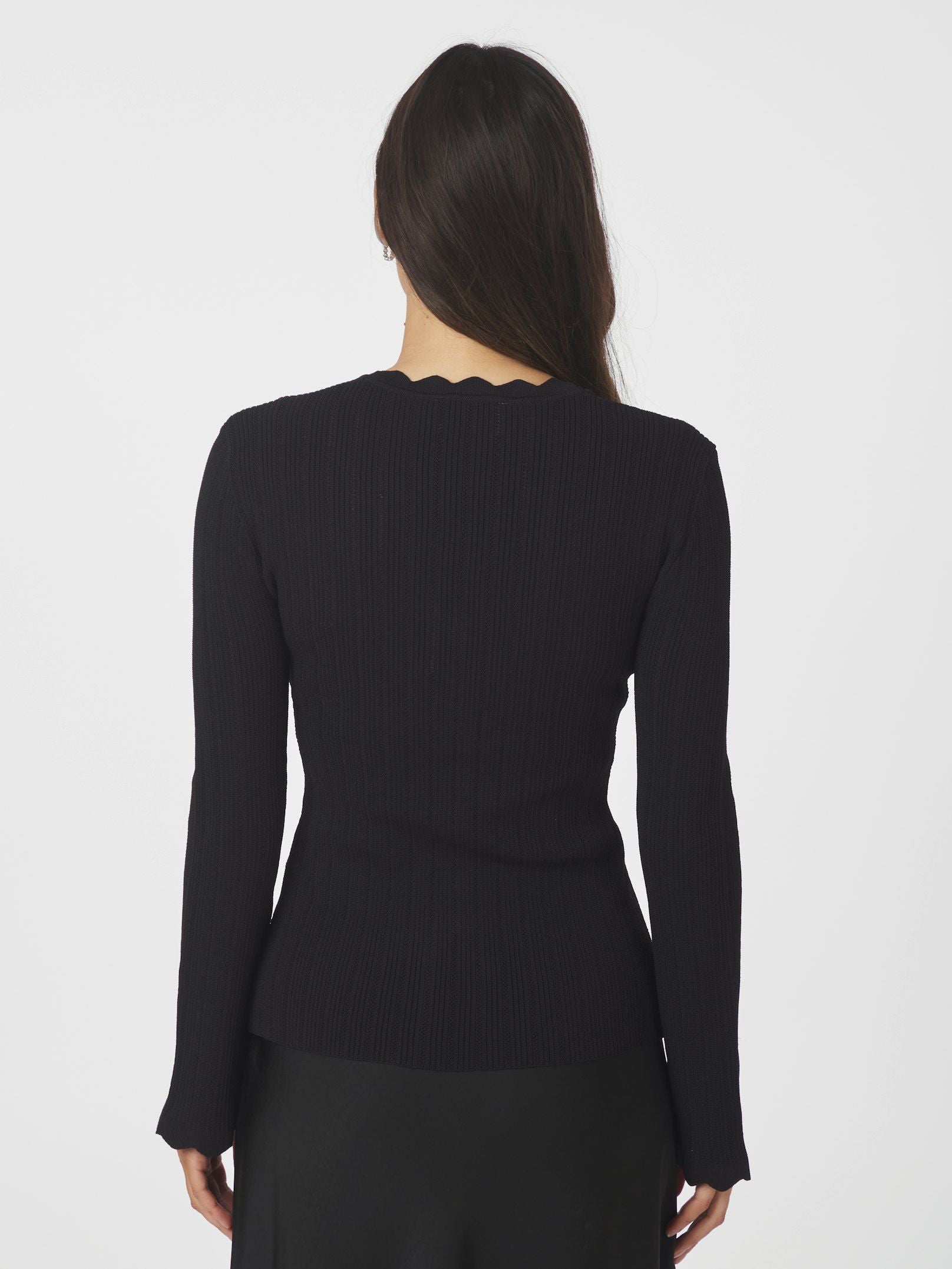 Clara Stitch Knit Blouse Dark Navy