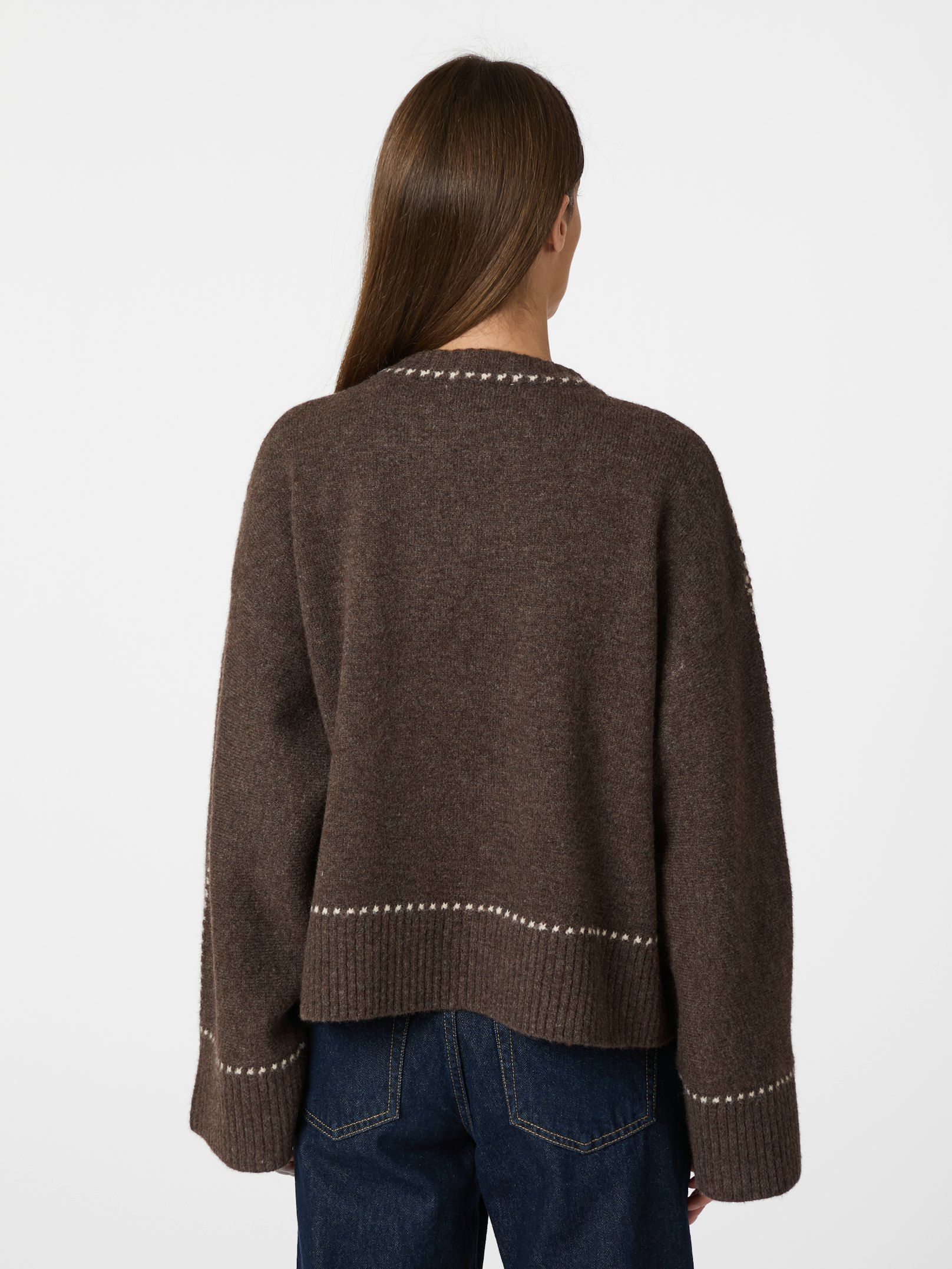 Roeme Knit Stitch Blouse Brown Melange