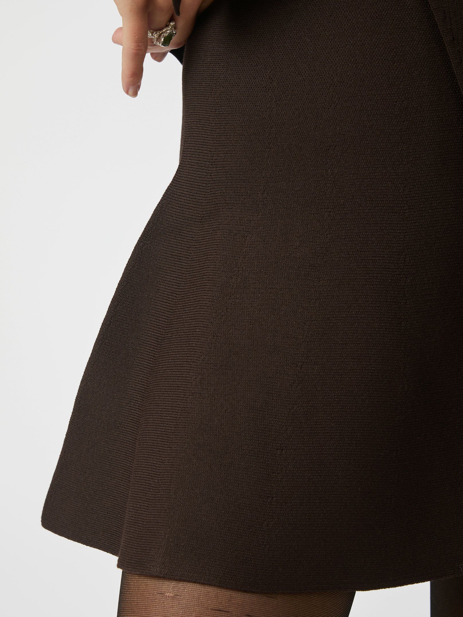 Hanna Smooth Knit Skirt Dark Brown
