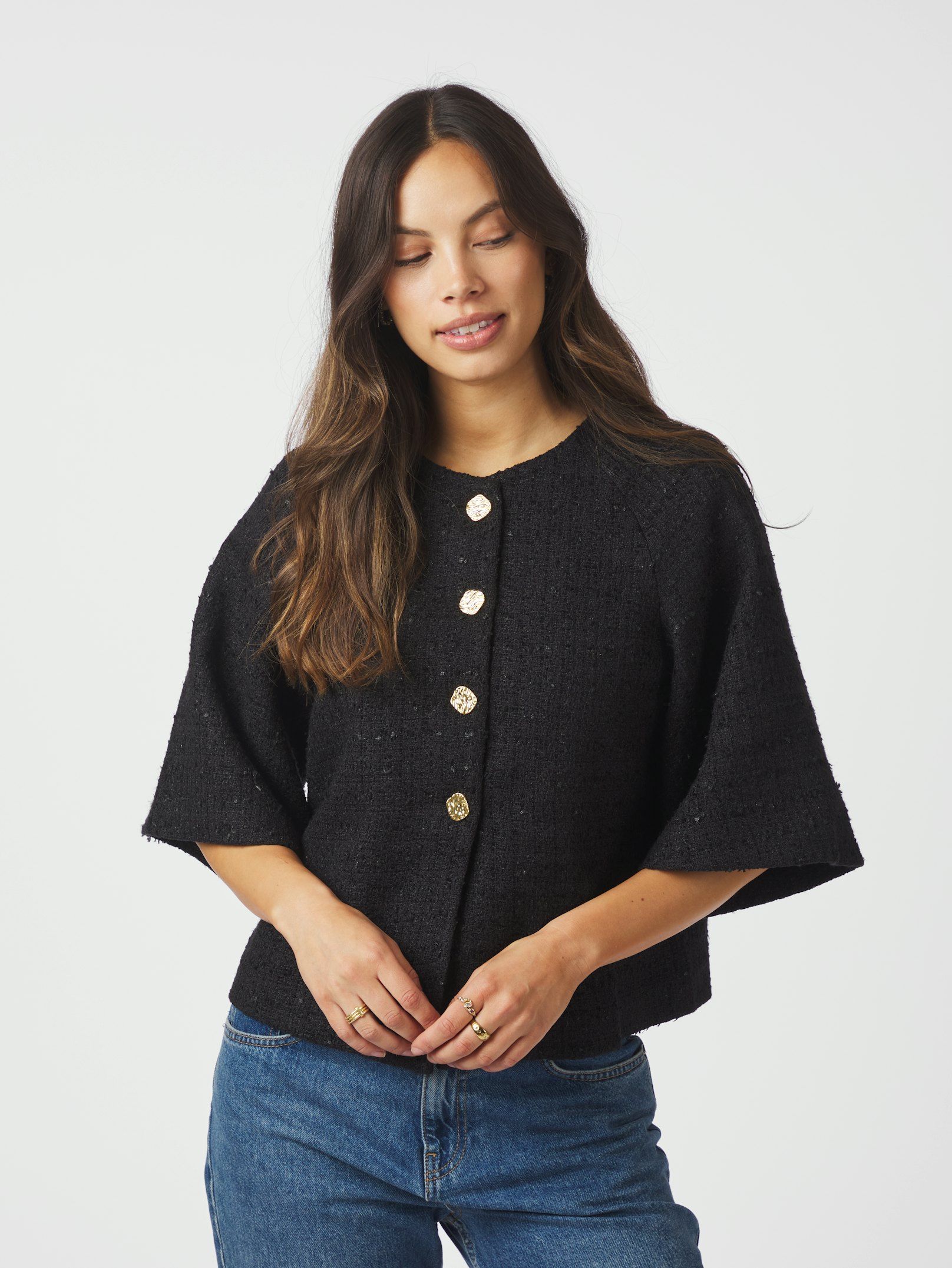 Rosella Boucle Mini Jacket Black