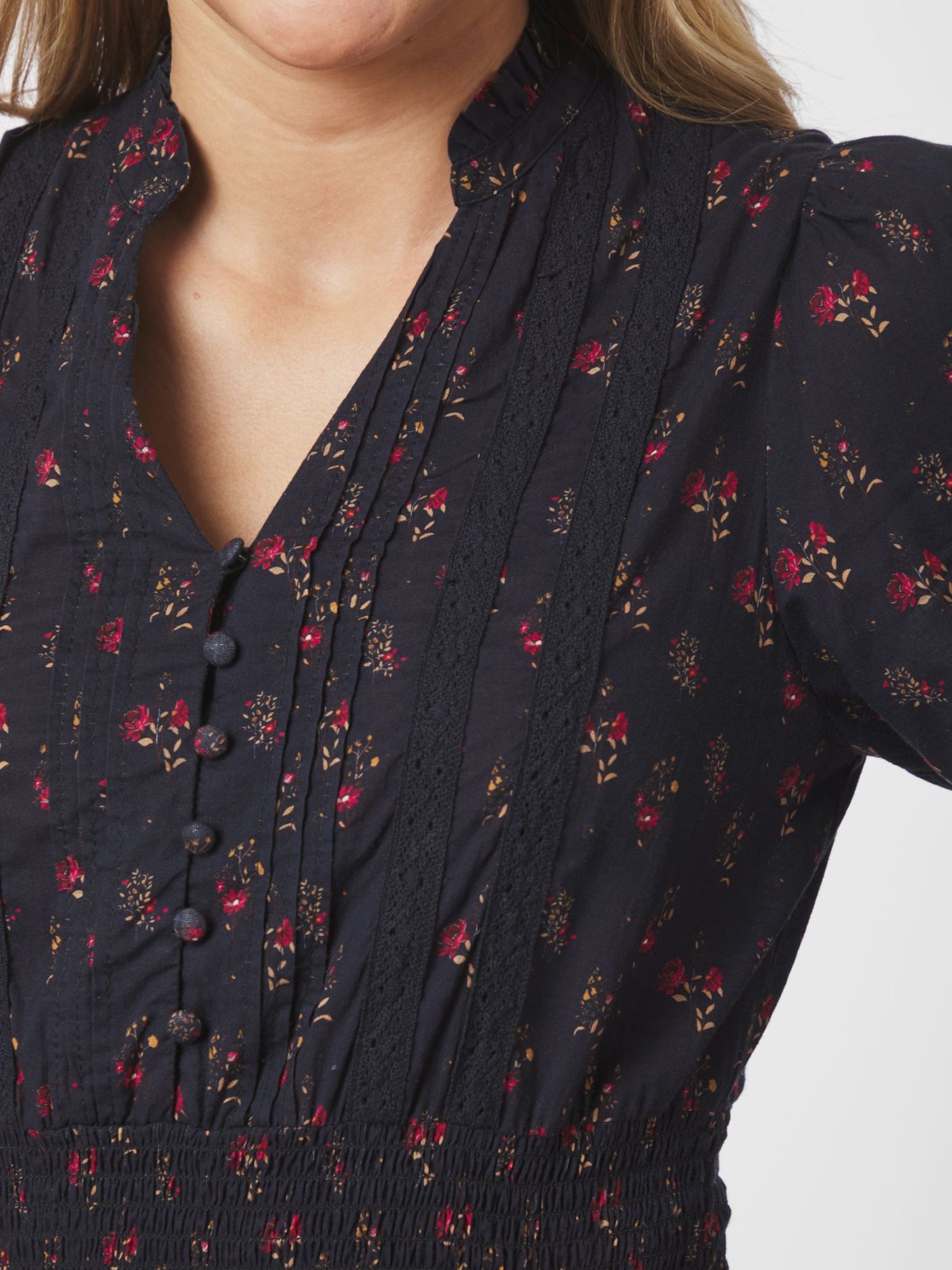Cornell Fine Print Dress Dark Navy