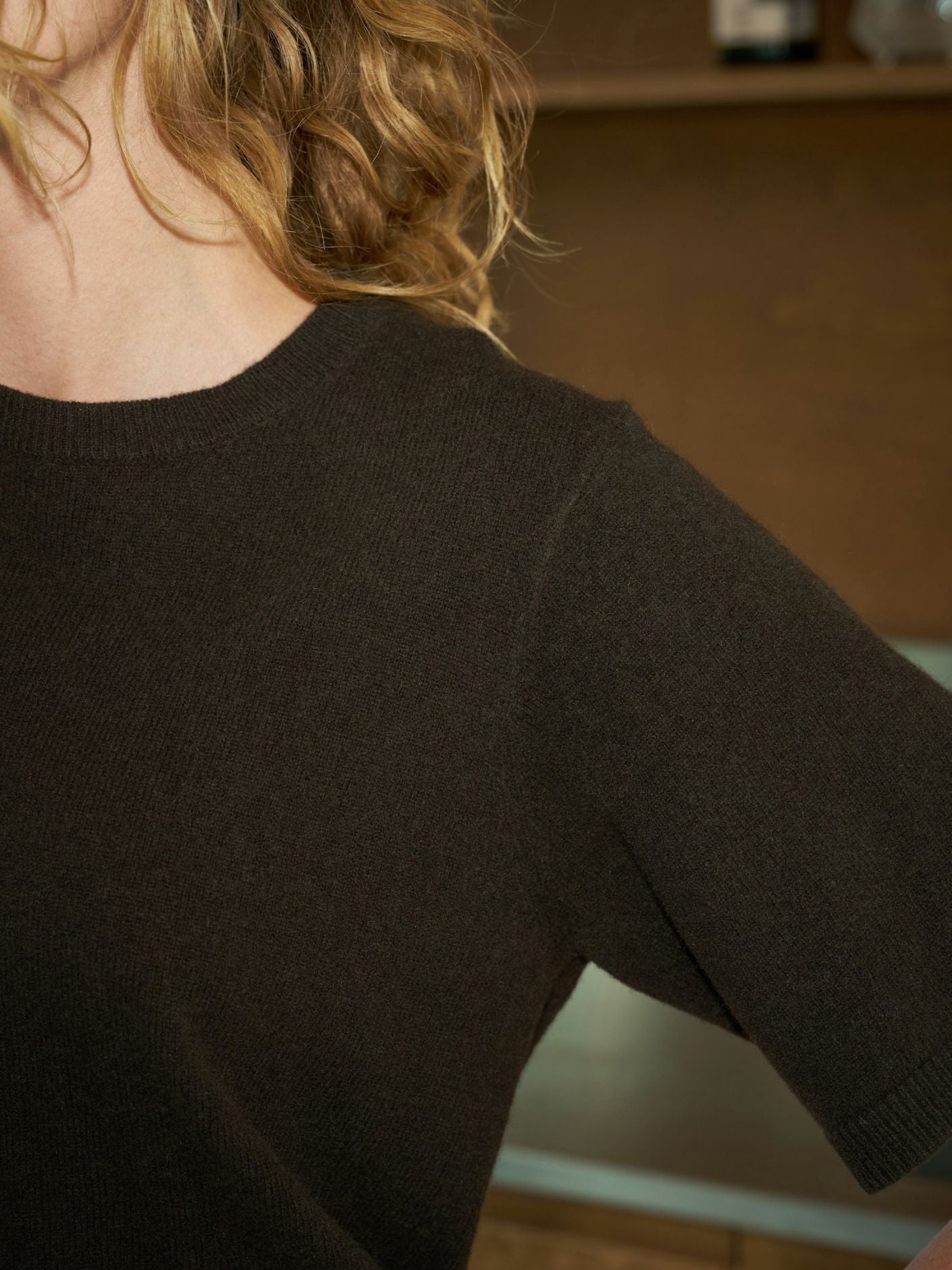 Missy Wool Knit Tee Dark Brown