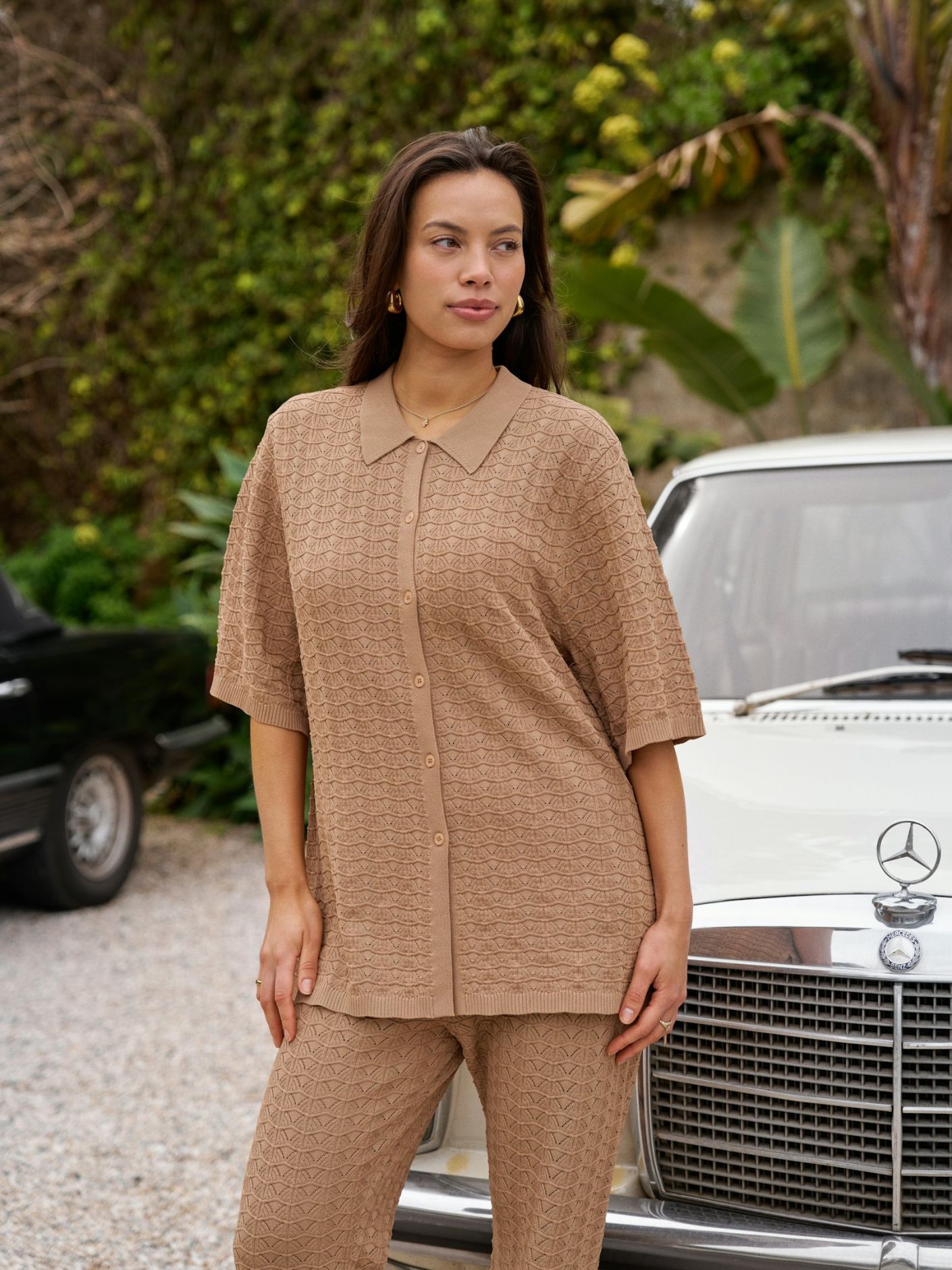 Sette Fine Crochet Blouse Taupe