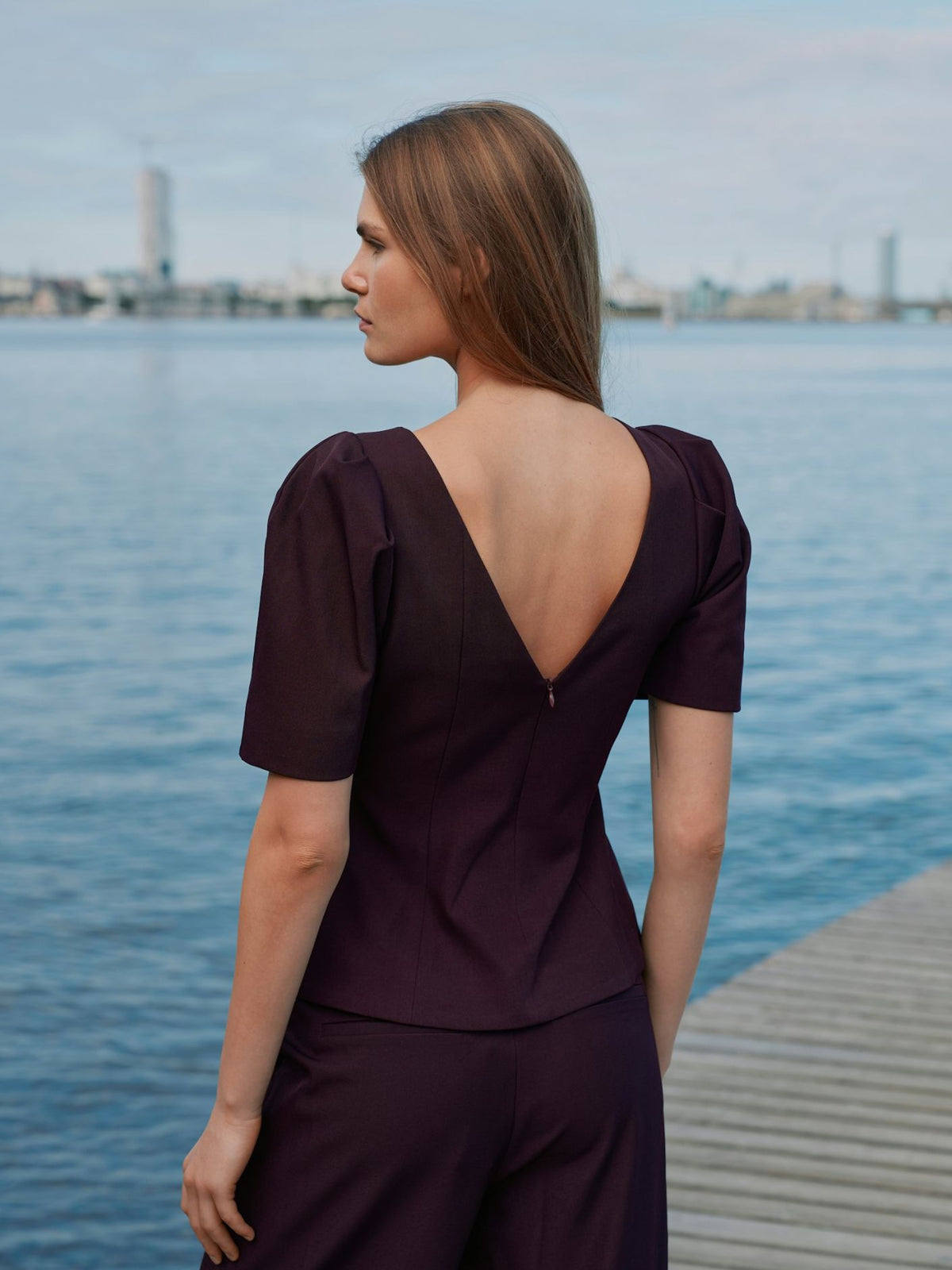 Mellisana Structure Blouse Chocolate Plum