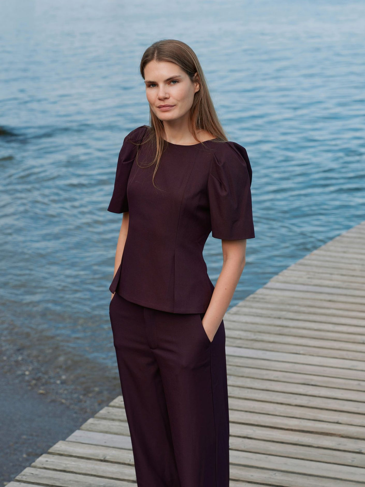 Mellisana Structure Blouse Chocolate Plum