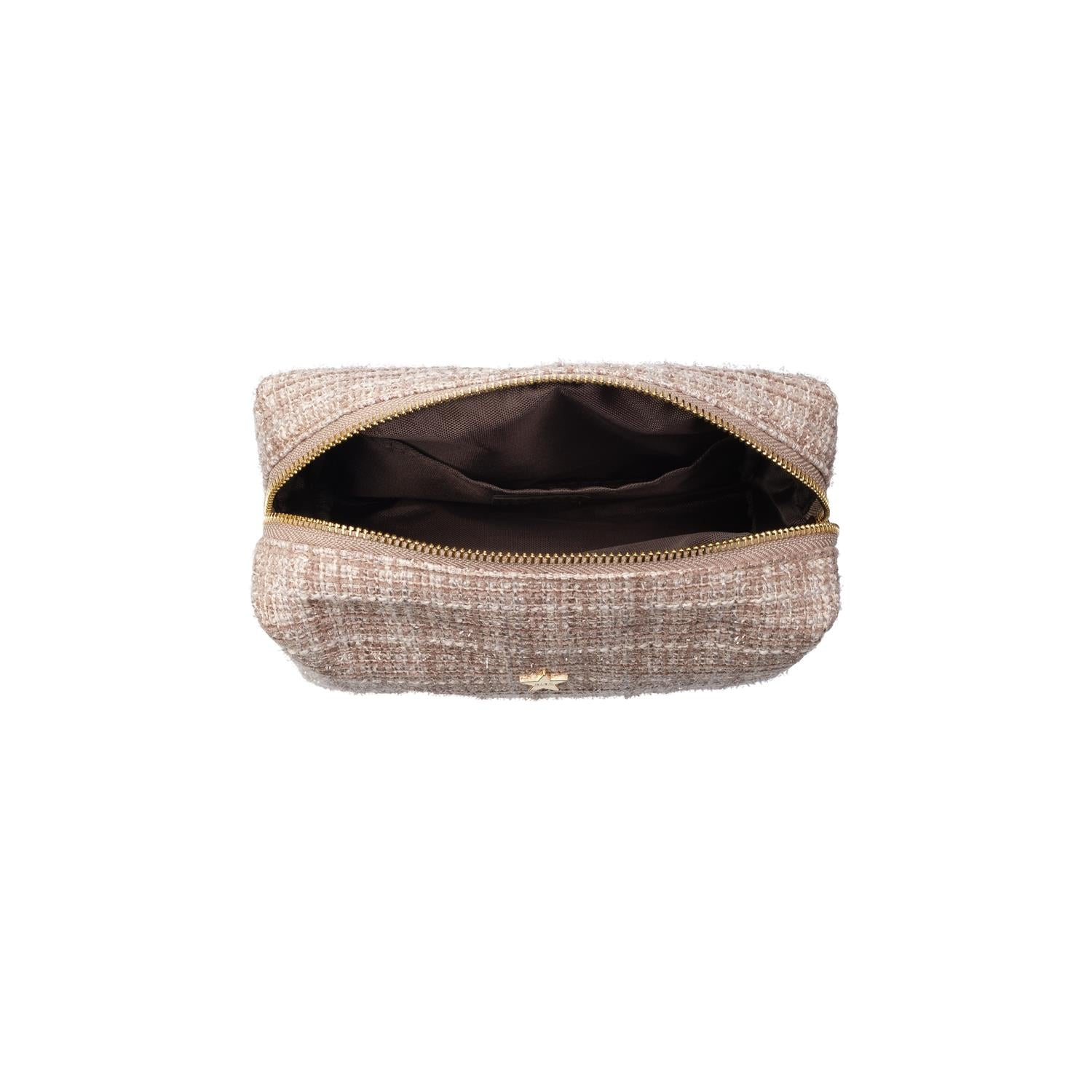 Tweed Make-Up Pouch Small Warm Taupe