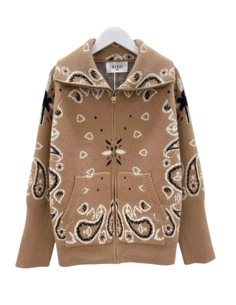 Paisley Zip Camel