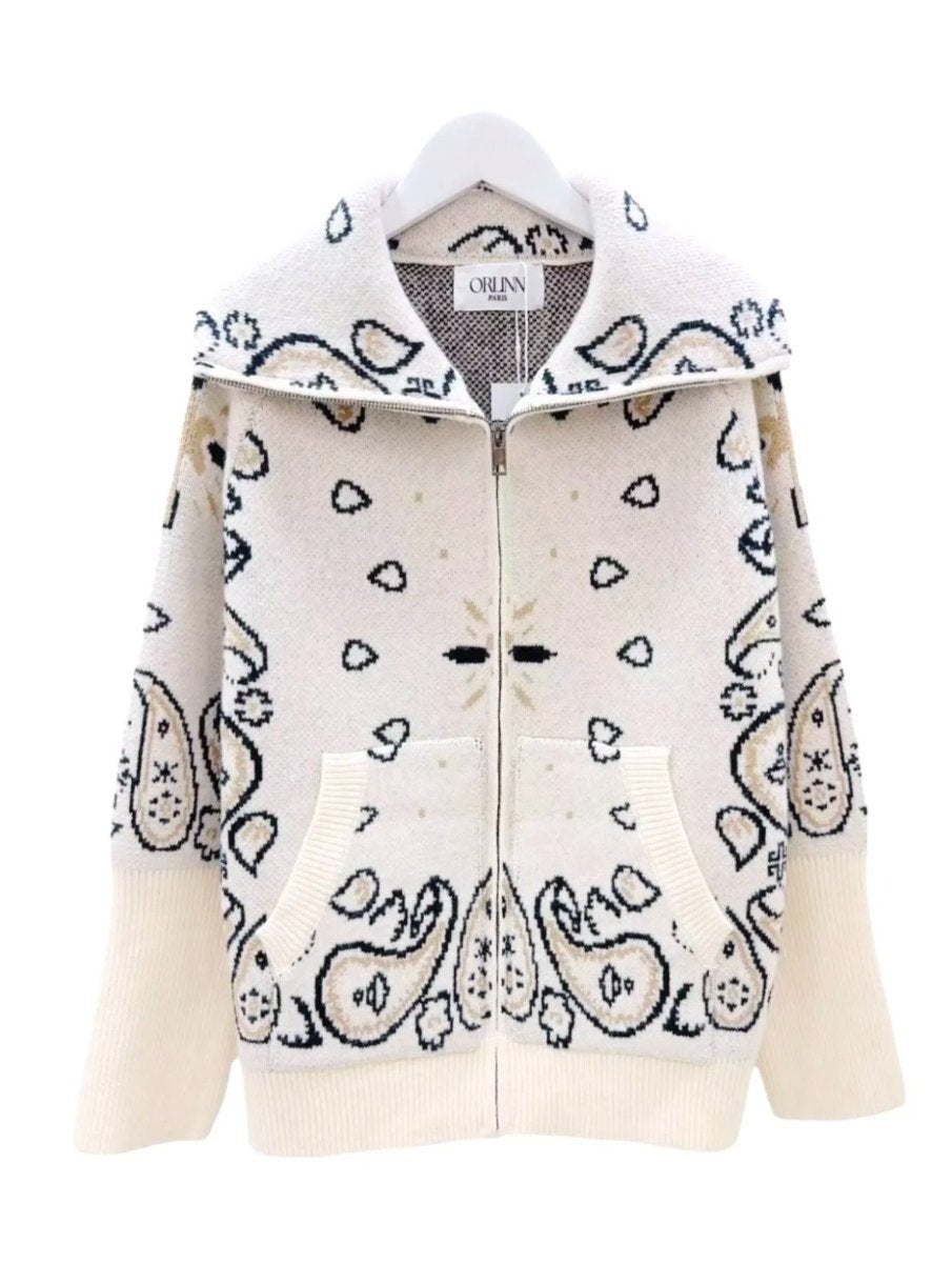 Paisley Zip Ecru