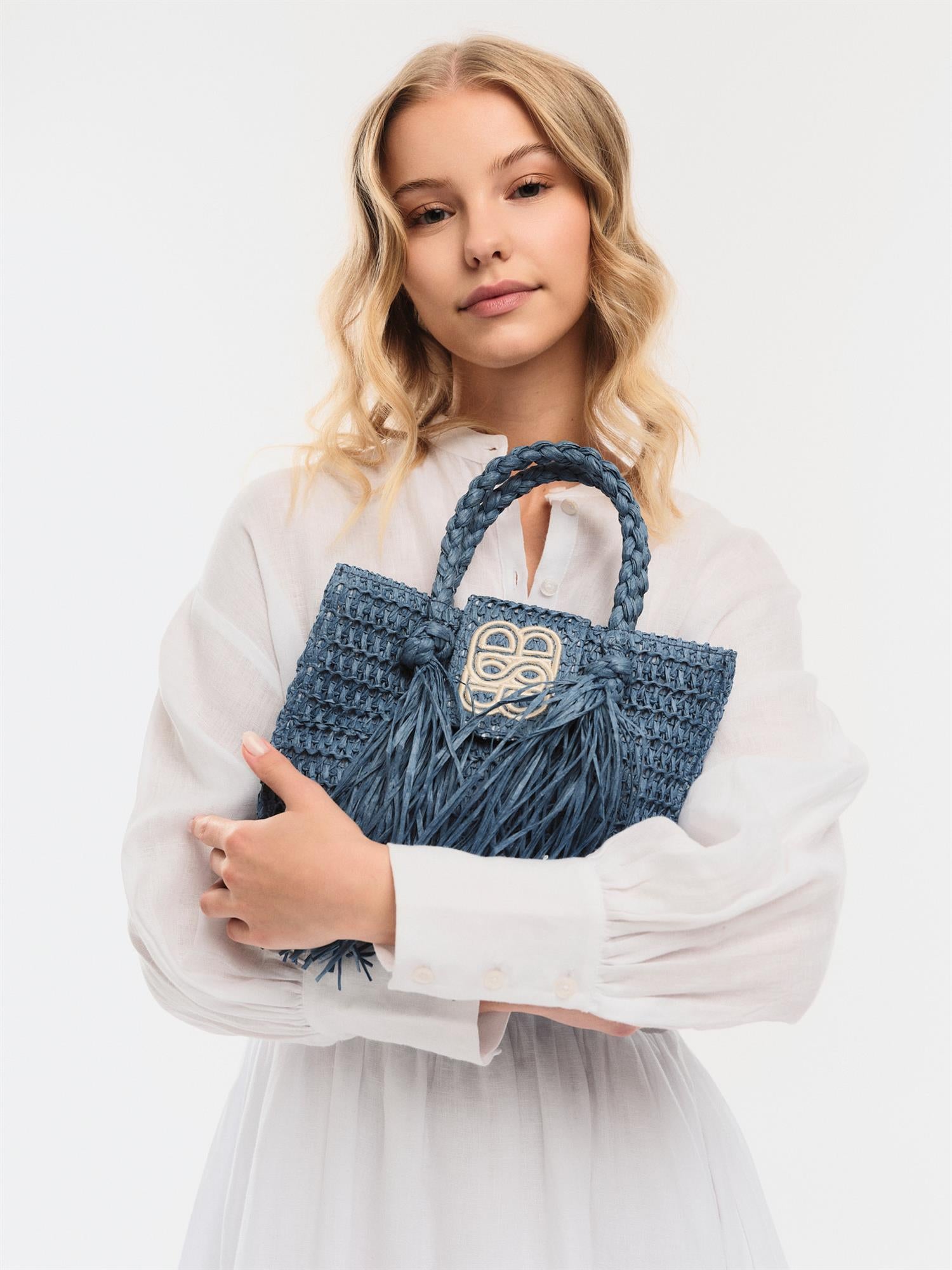 Sigrid Straw Bag Blue