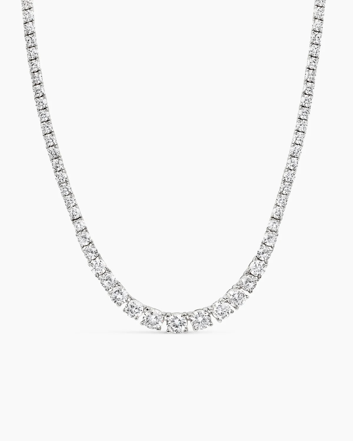 Dropped Tennis Necklace Silver