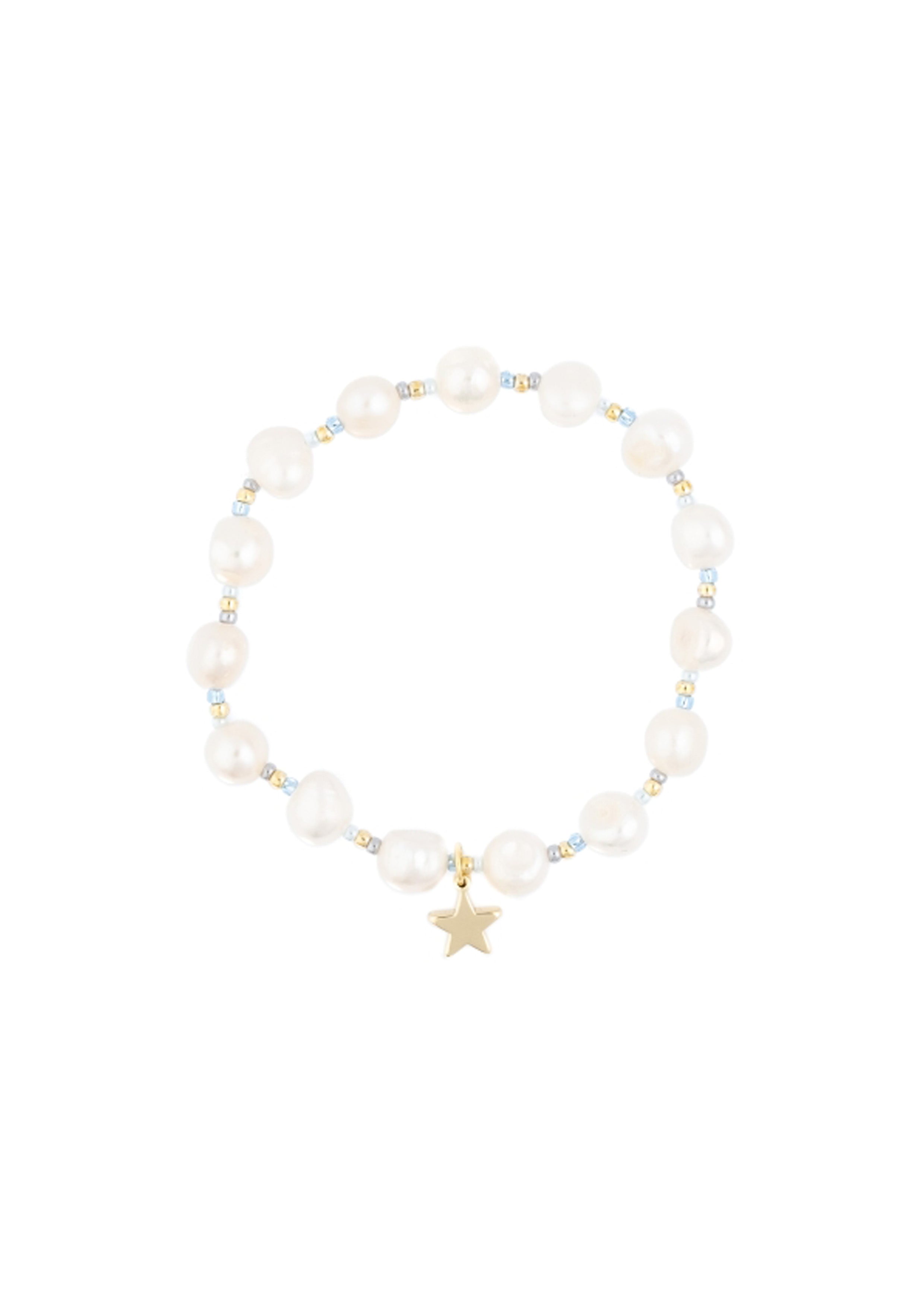 Pearlbead Bracelet w/Glass Beads Blue