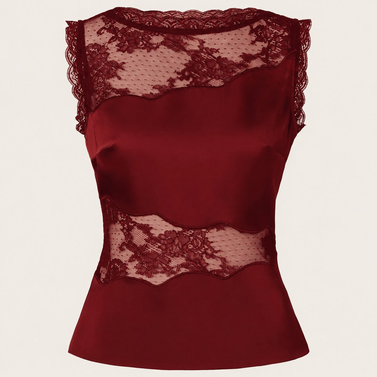 Desire Lace Trimmed Cut Out Top Ruby