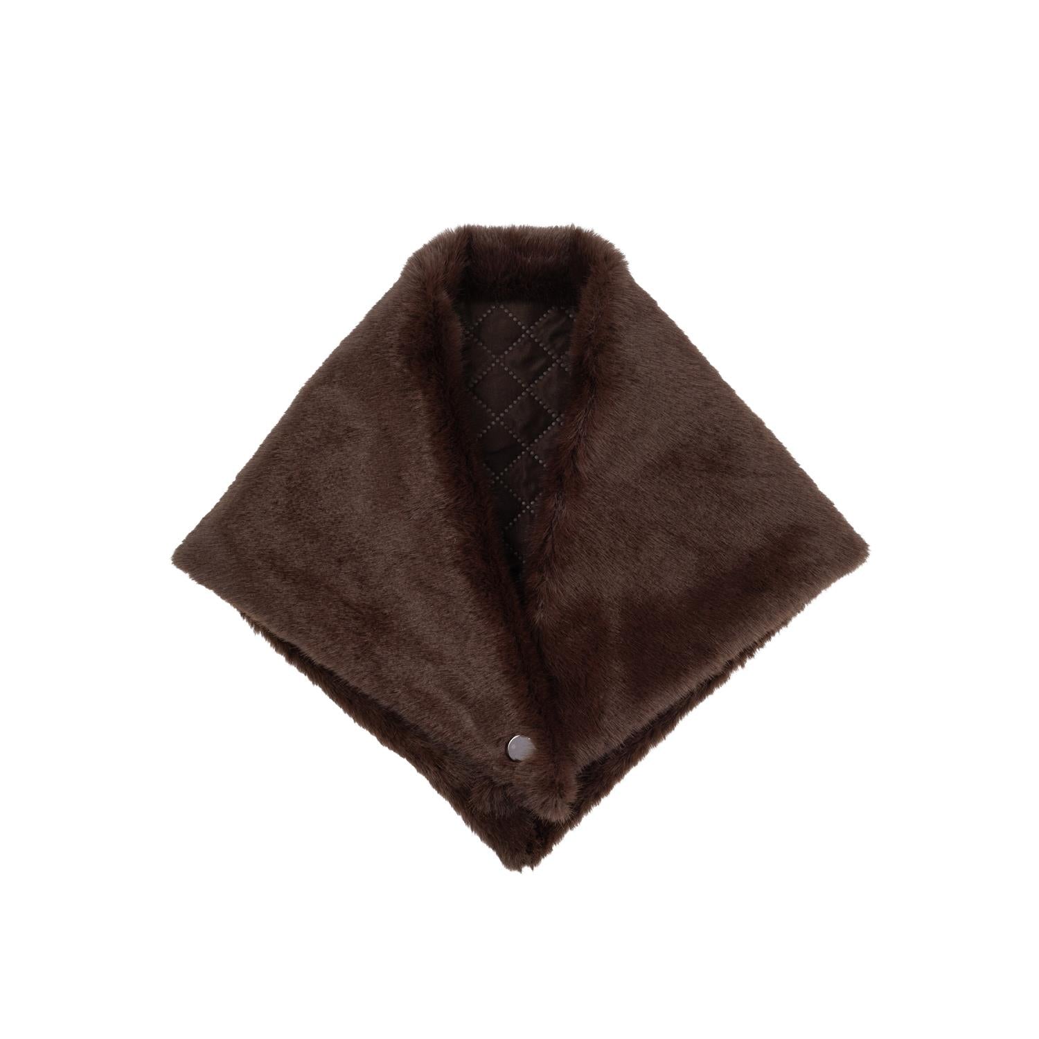 Faux Fur Mink Triangle Scarf Chocolate Brown